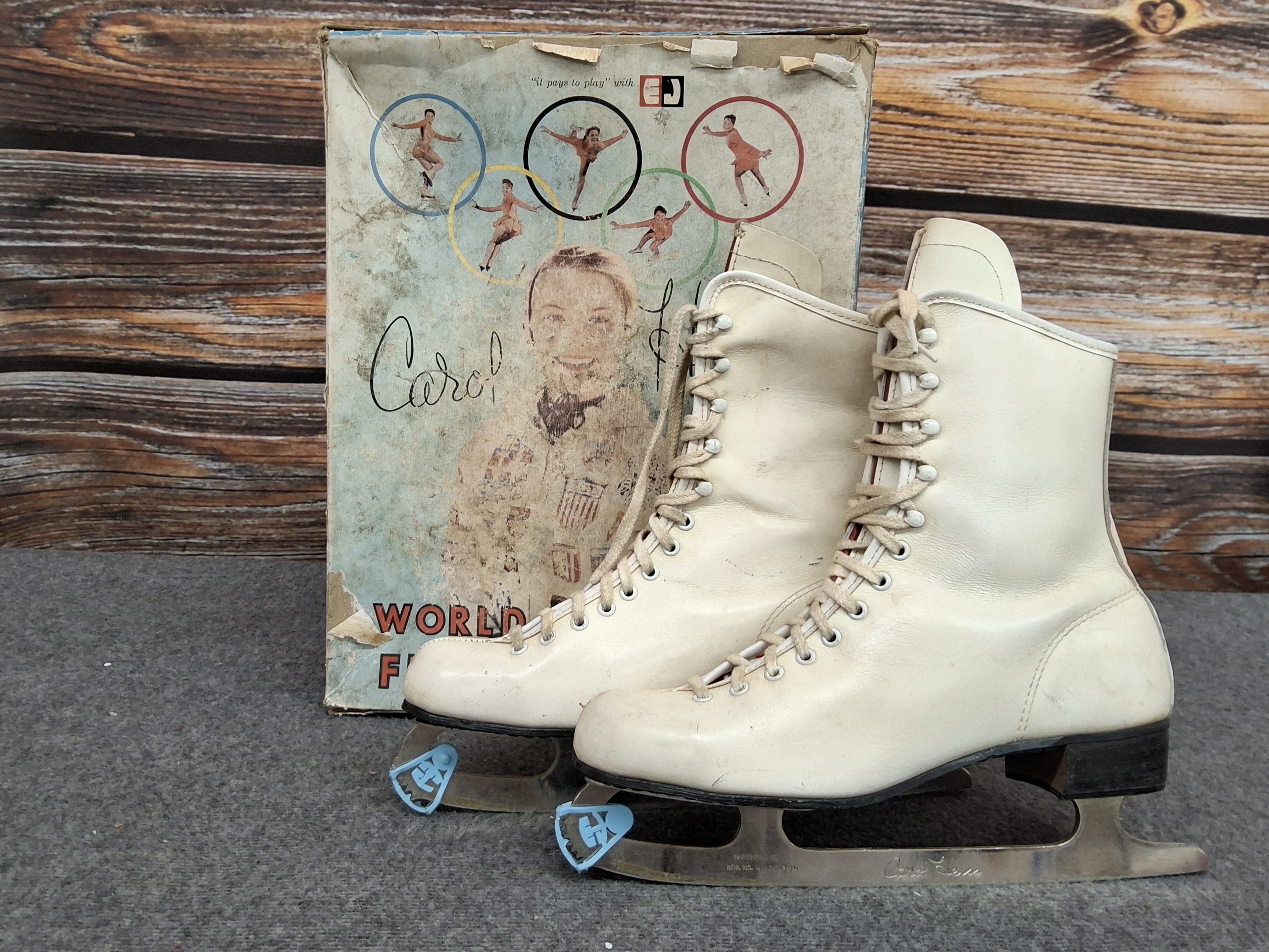 Vintage Carol Heiss Figure Skates w/ Original Box