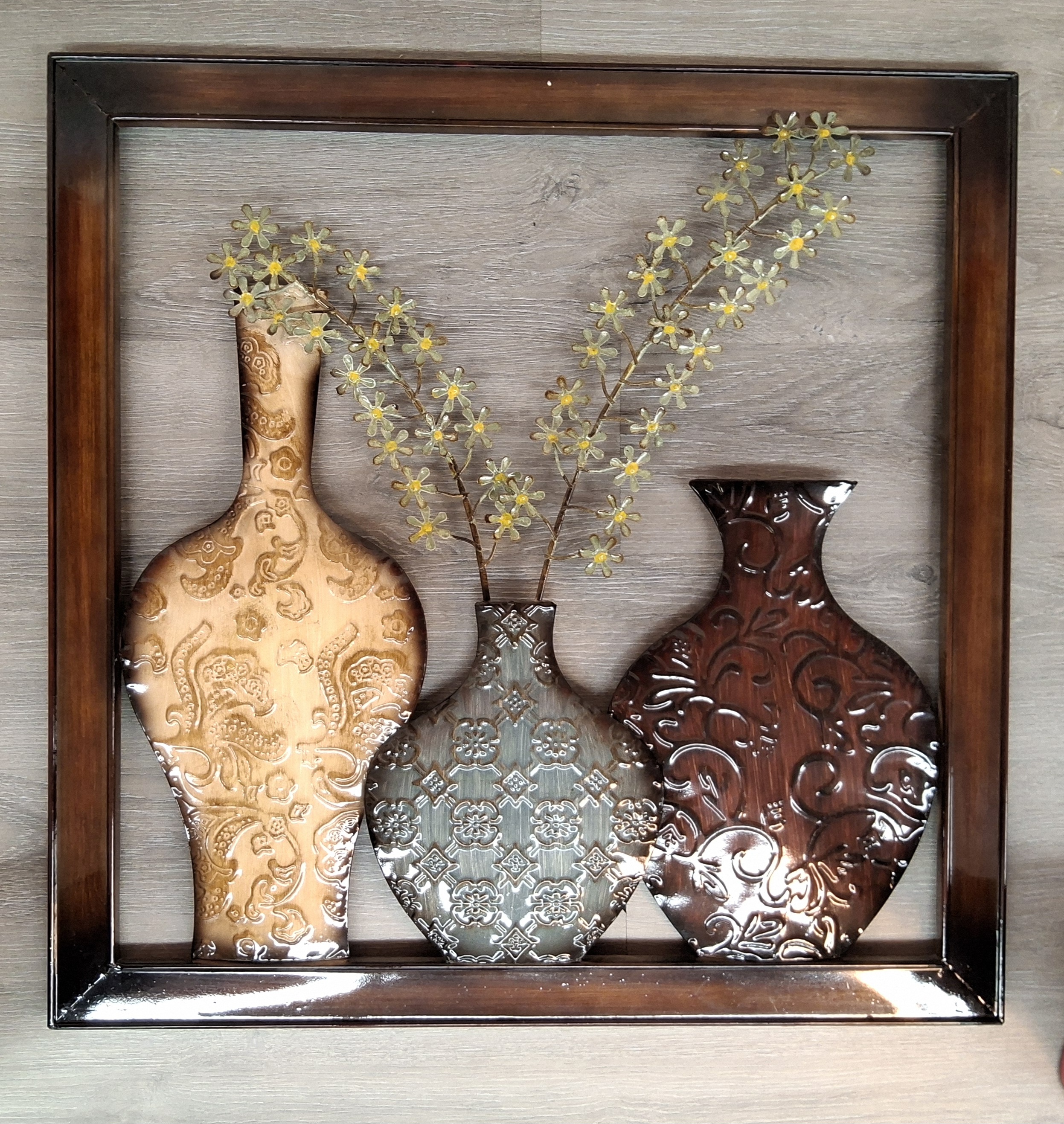 Metal Wall Art 3D Vases with Floral Design (in store pick up only)