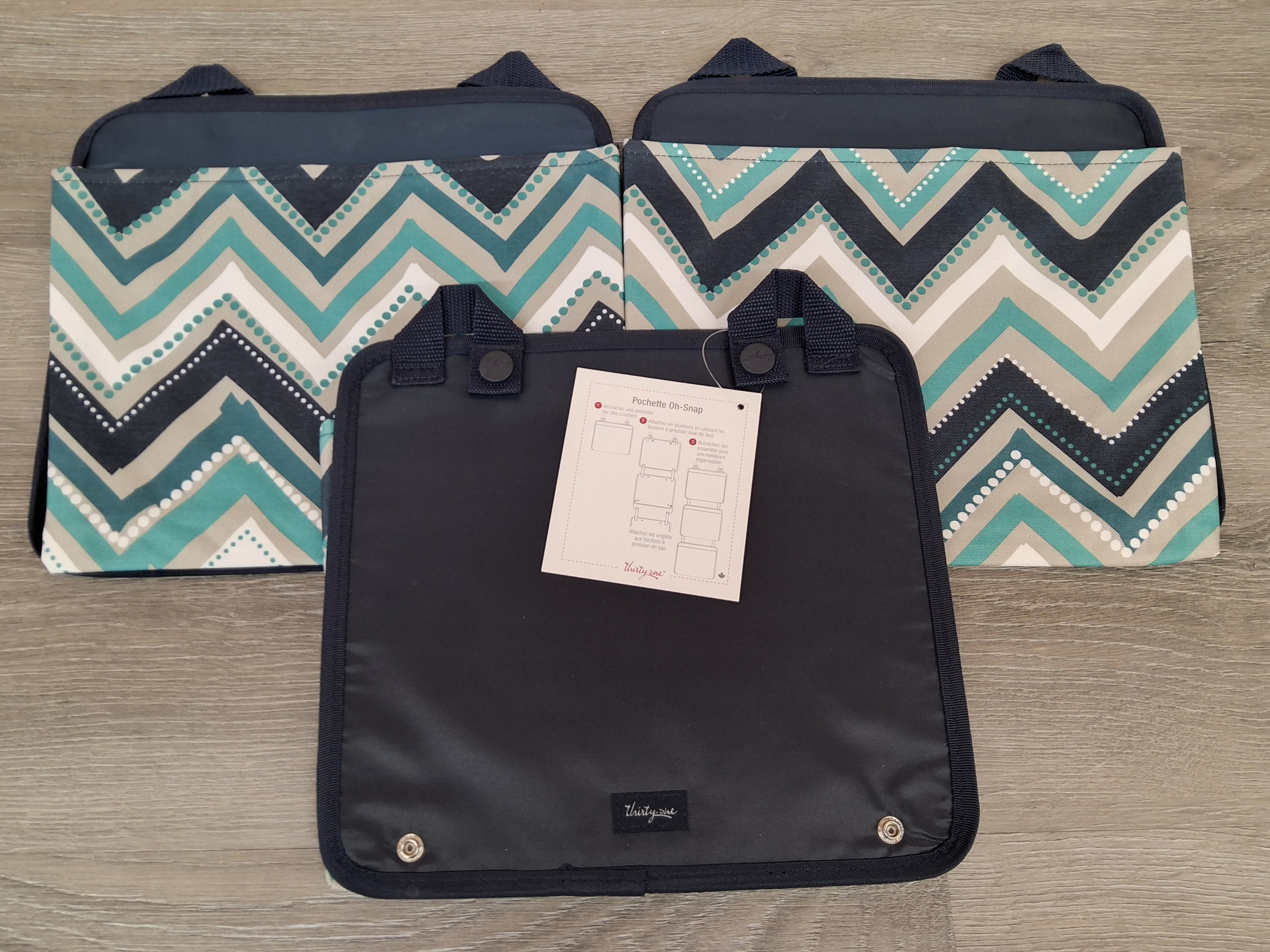 Thirty-One Oh-Snap Pockets Set of 3 – Chevron Print