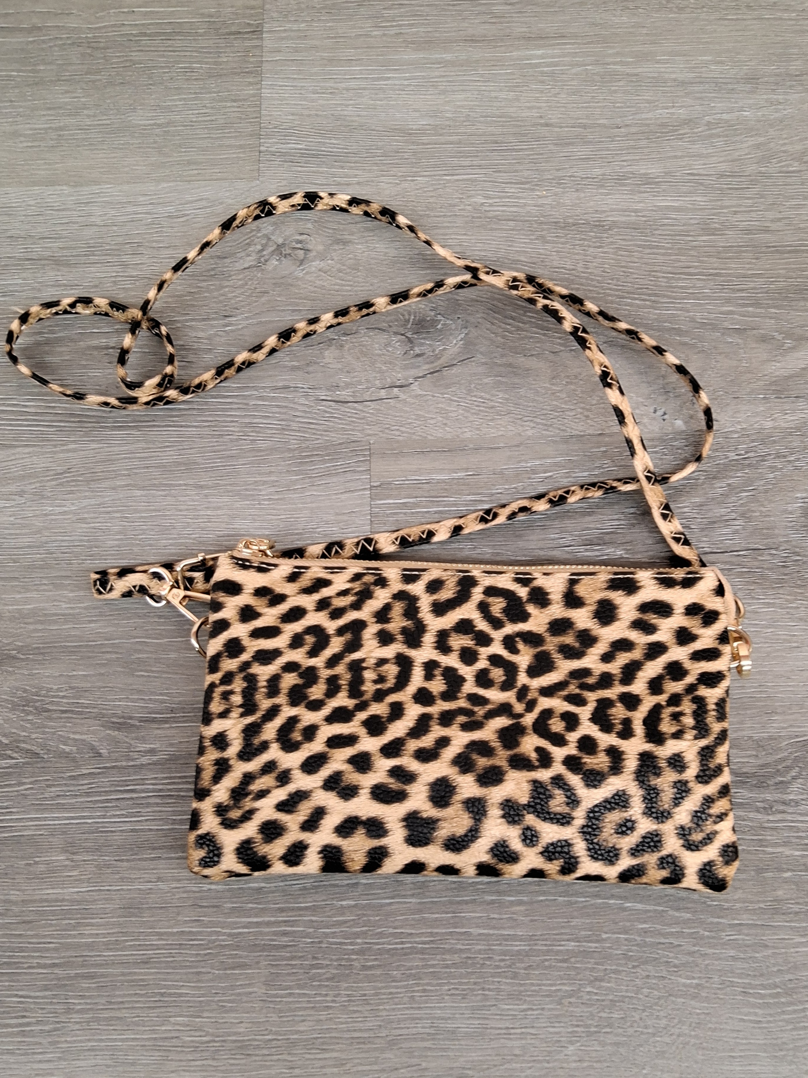 Leopard Print Crossbody Clutch – Faux Fur with Strap