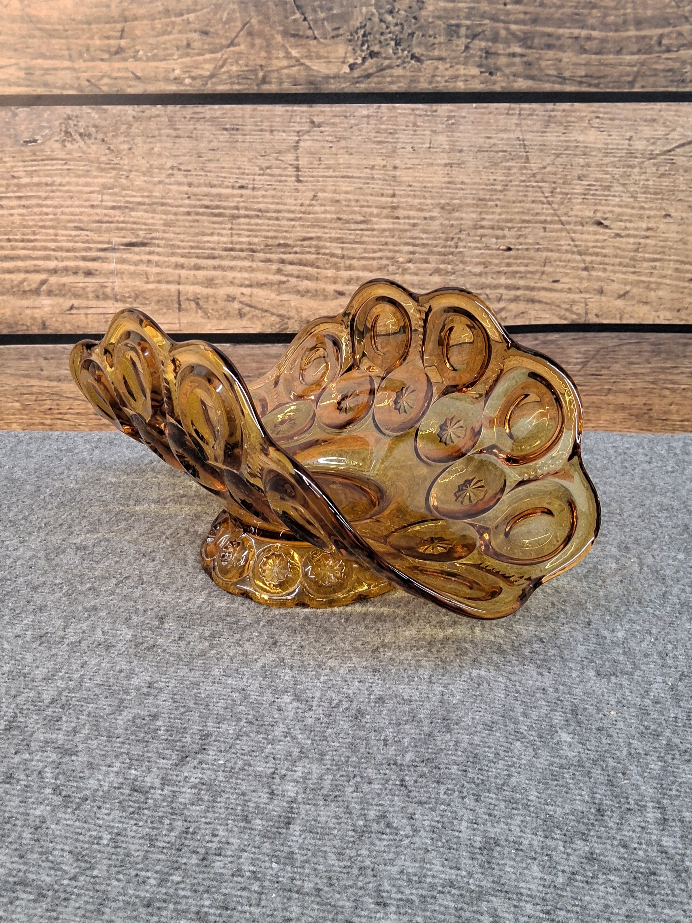 Vintage Amber Glass Console or Candy Dish