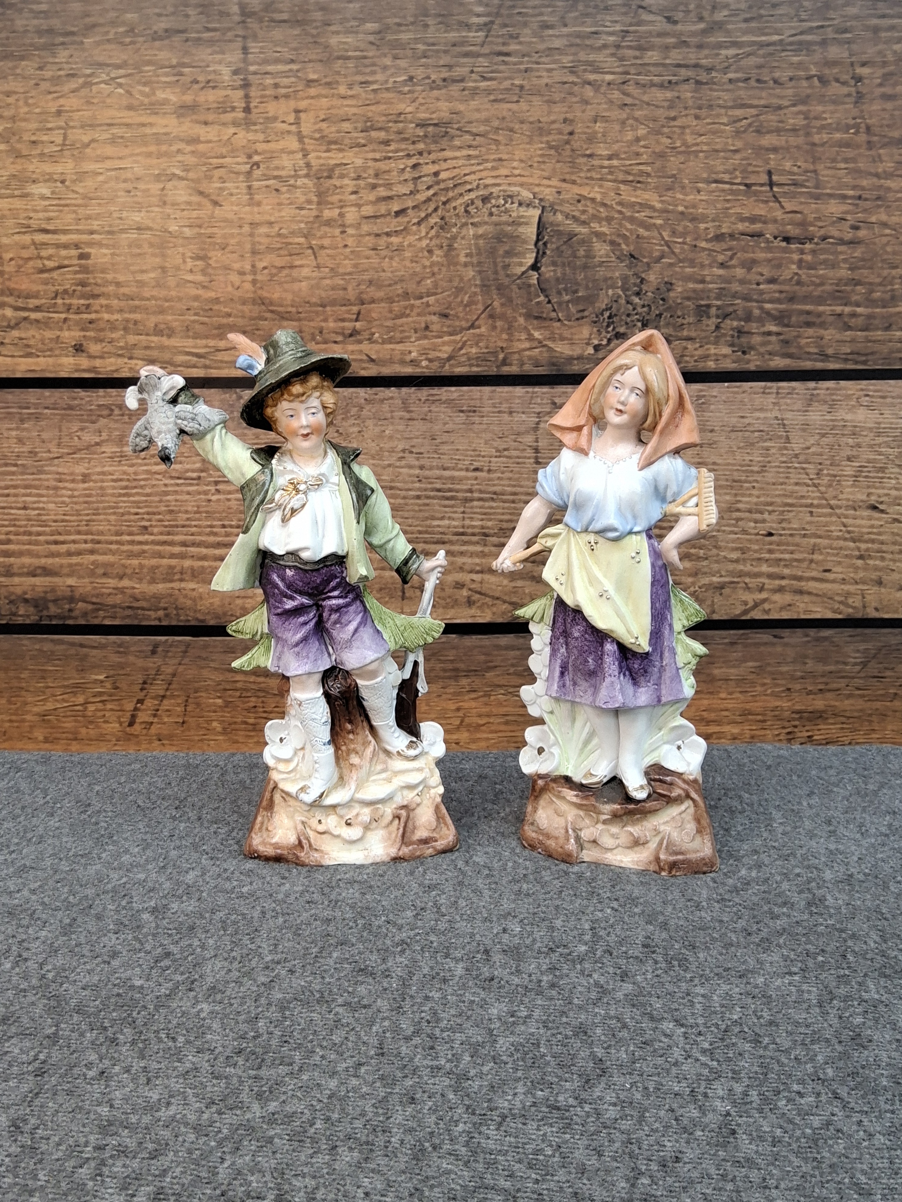 Antique Bisque Porcelain Figurines – Peasant Couple