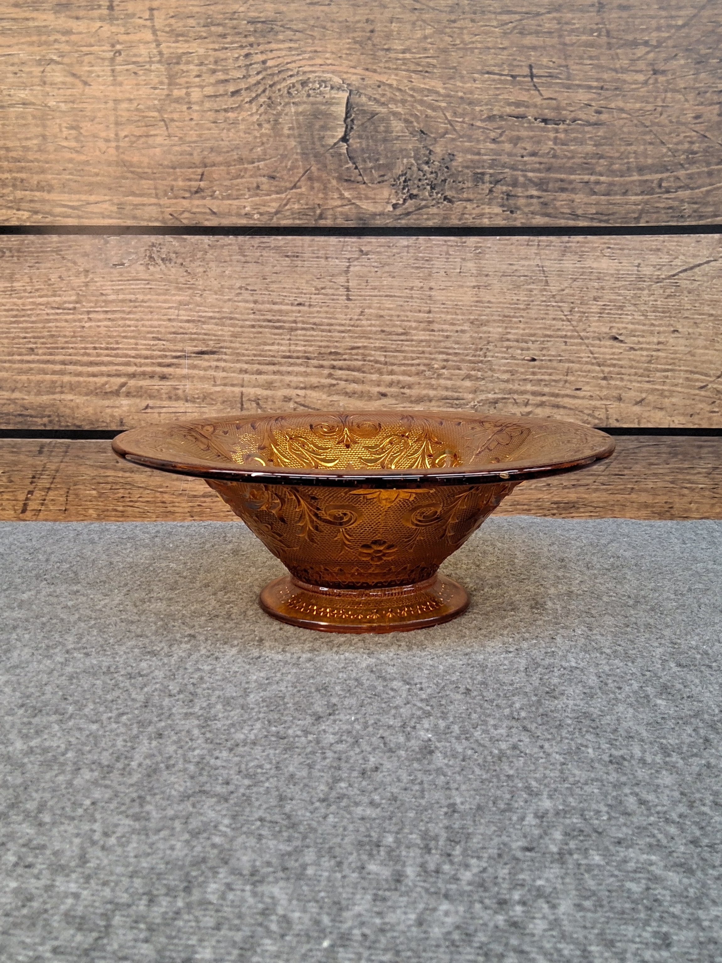 Amber Glass Footed Bowl