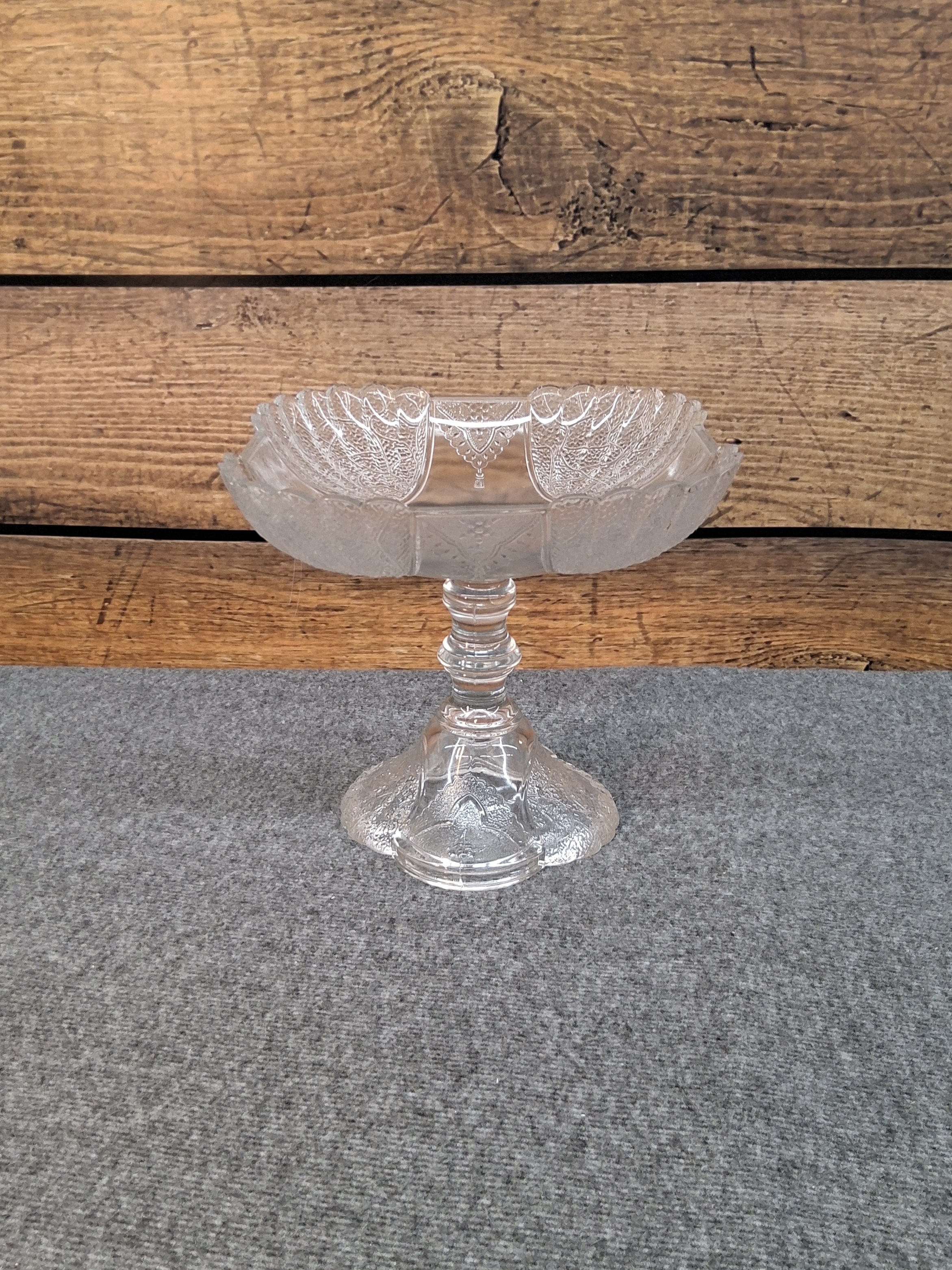Vintage Pressed Glass Compote Pedestal Dish