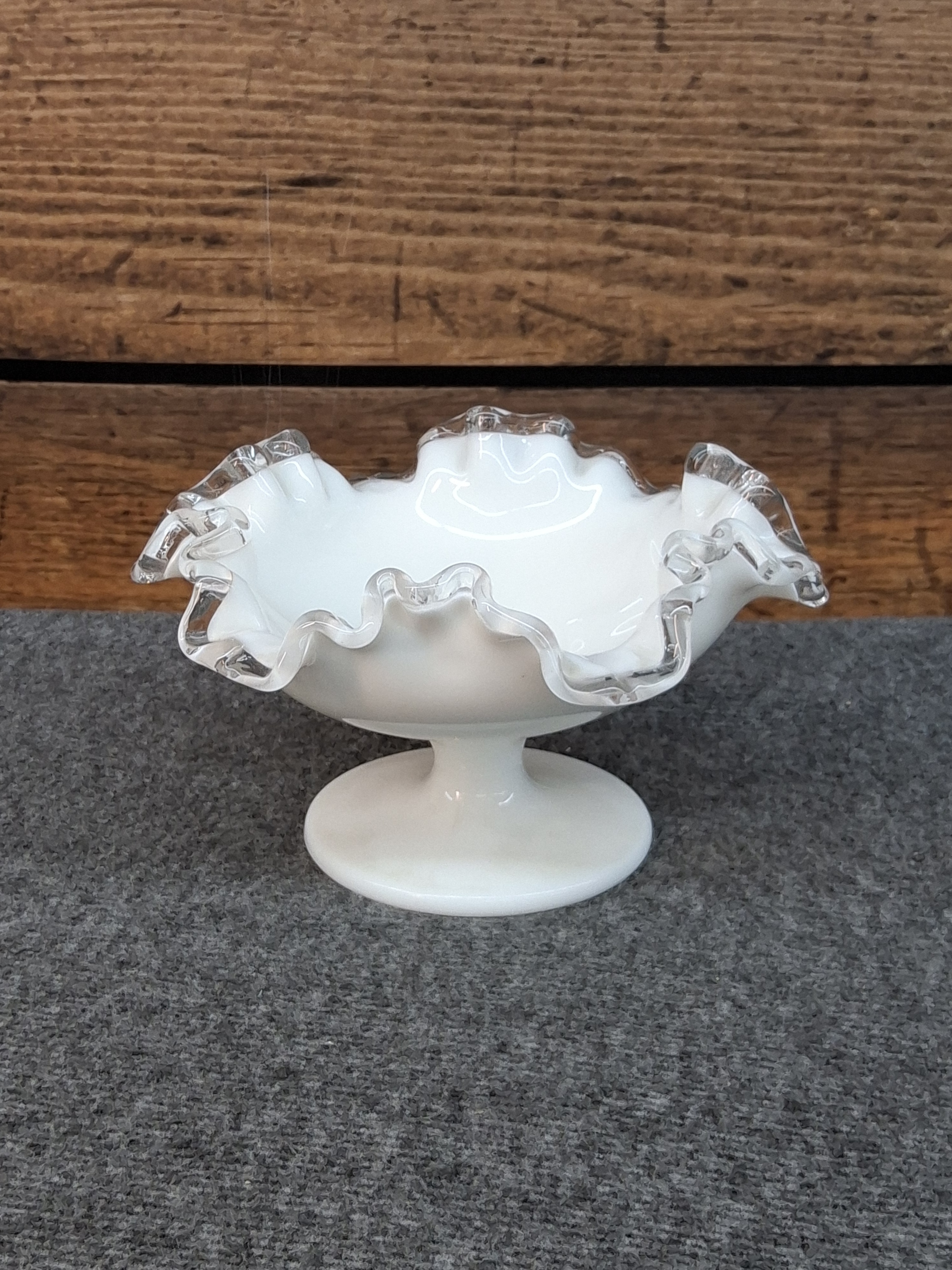 Fenton Milk Glass Silver Crest Compote Dish