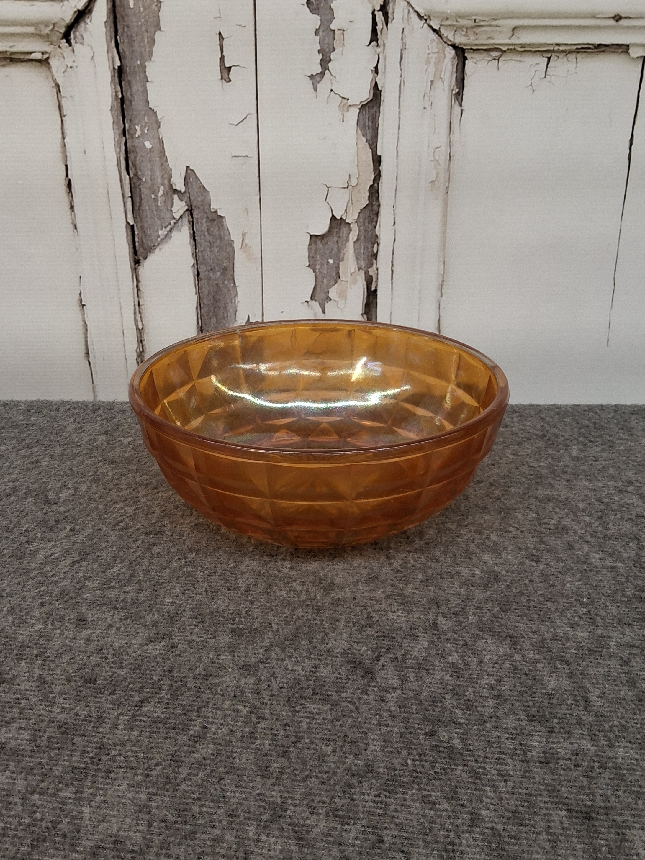 Vintage Amber Carnival Glass Bowl