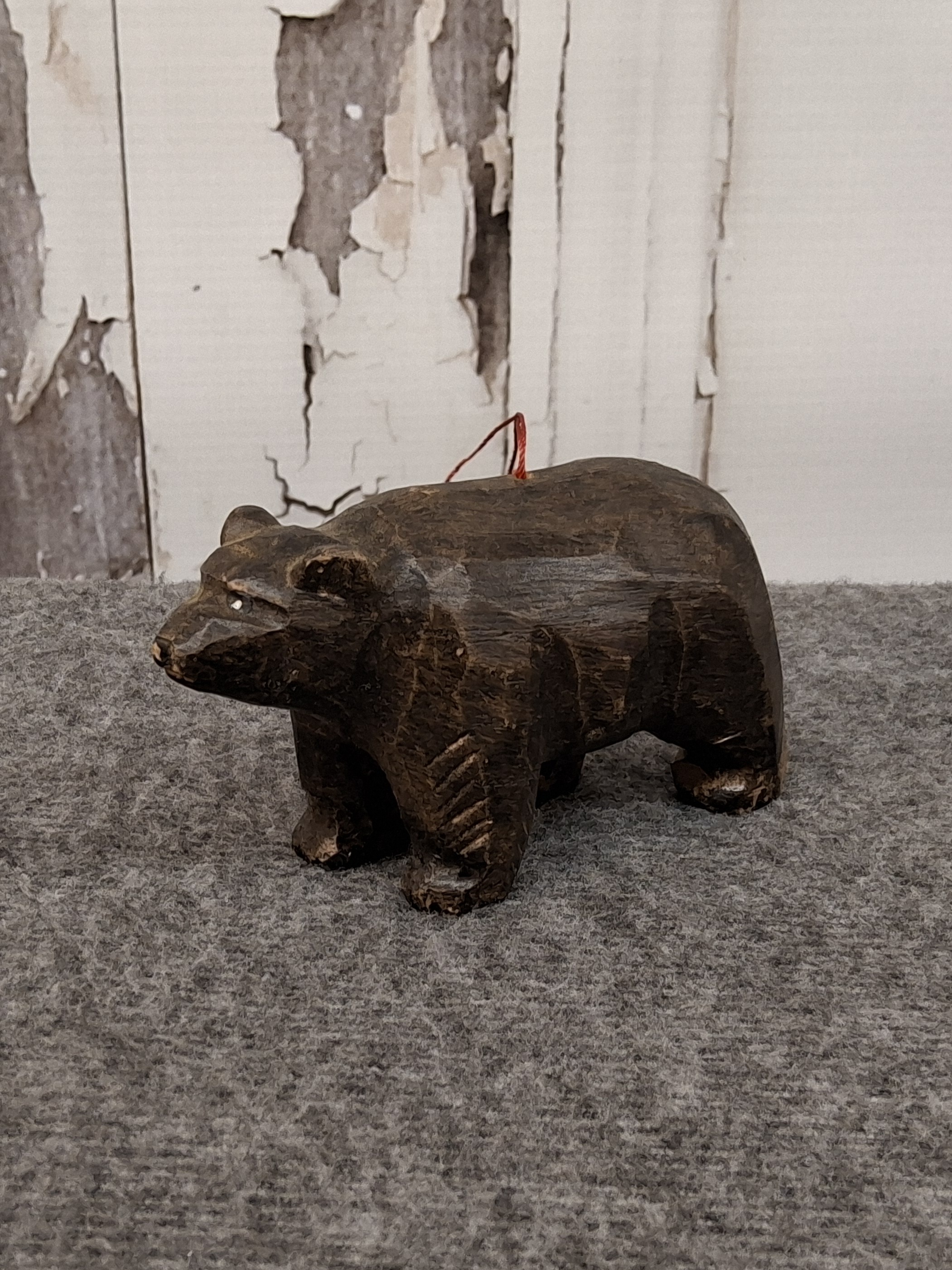 Hand-Carved Wooden Bear Figurine, 4"