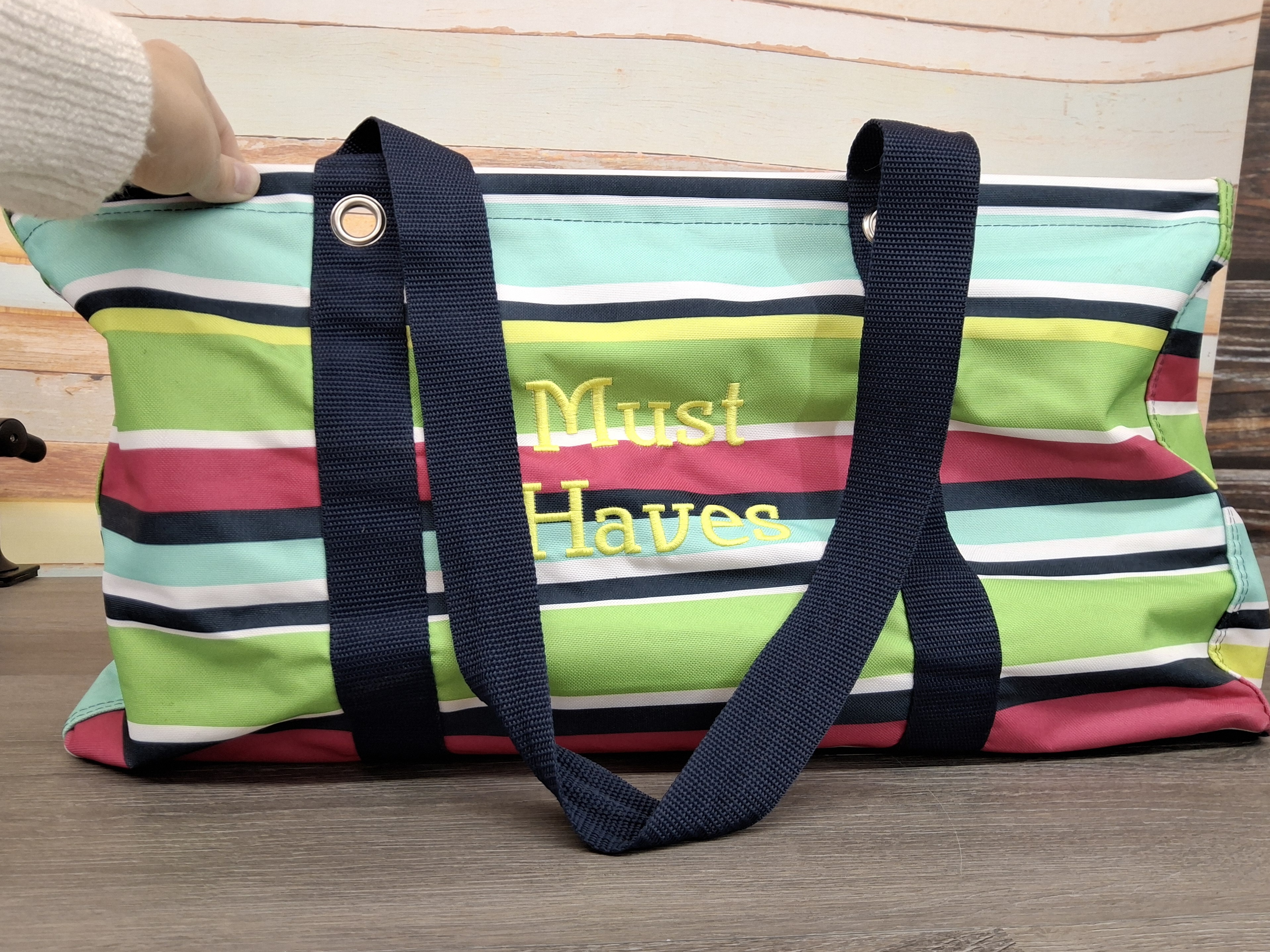 Thirty-One Striped Utility Tote "Must Haves"