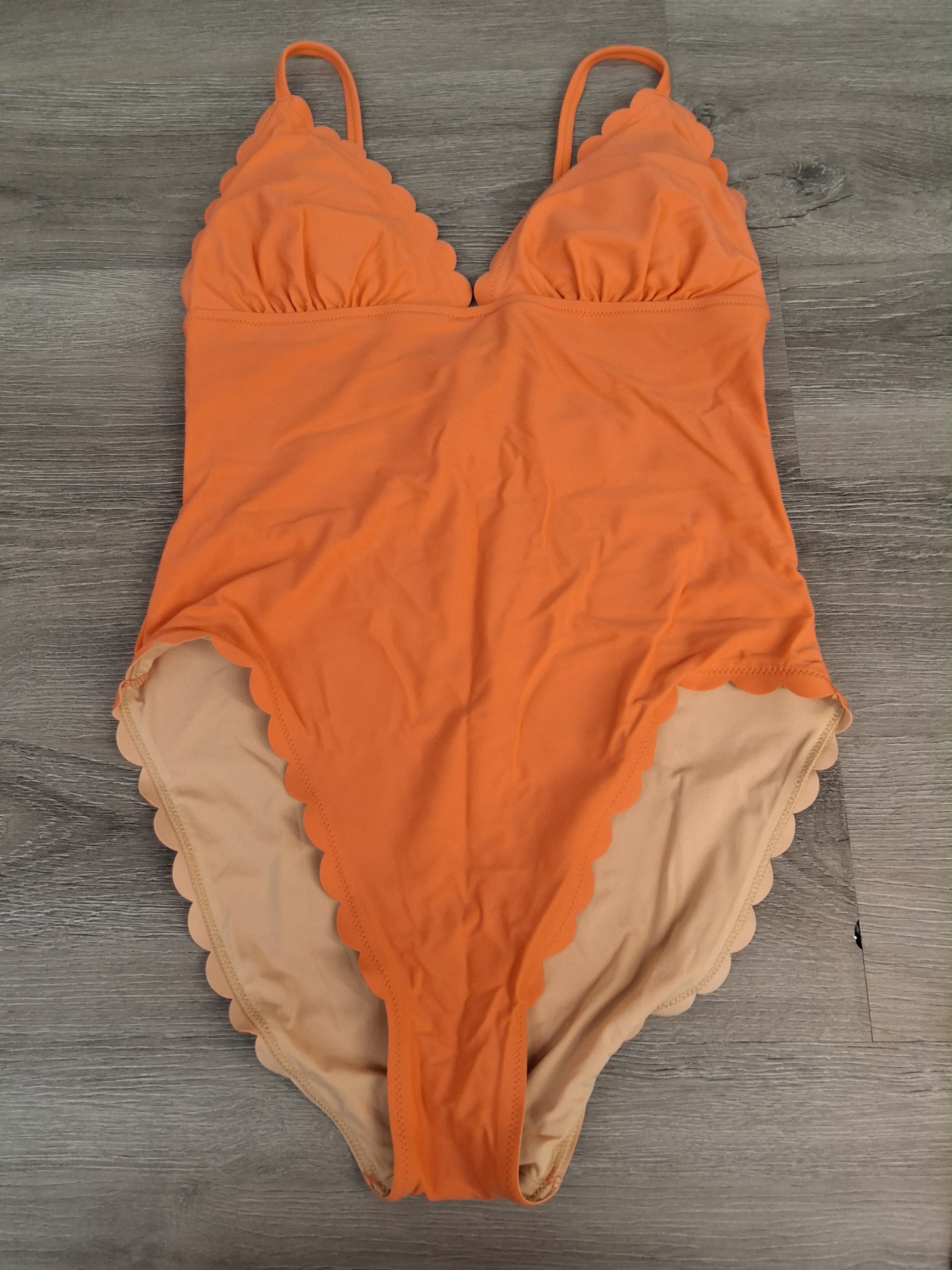J.Crew Orange Scallop One-Piece Swimsuit Size M