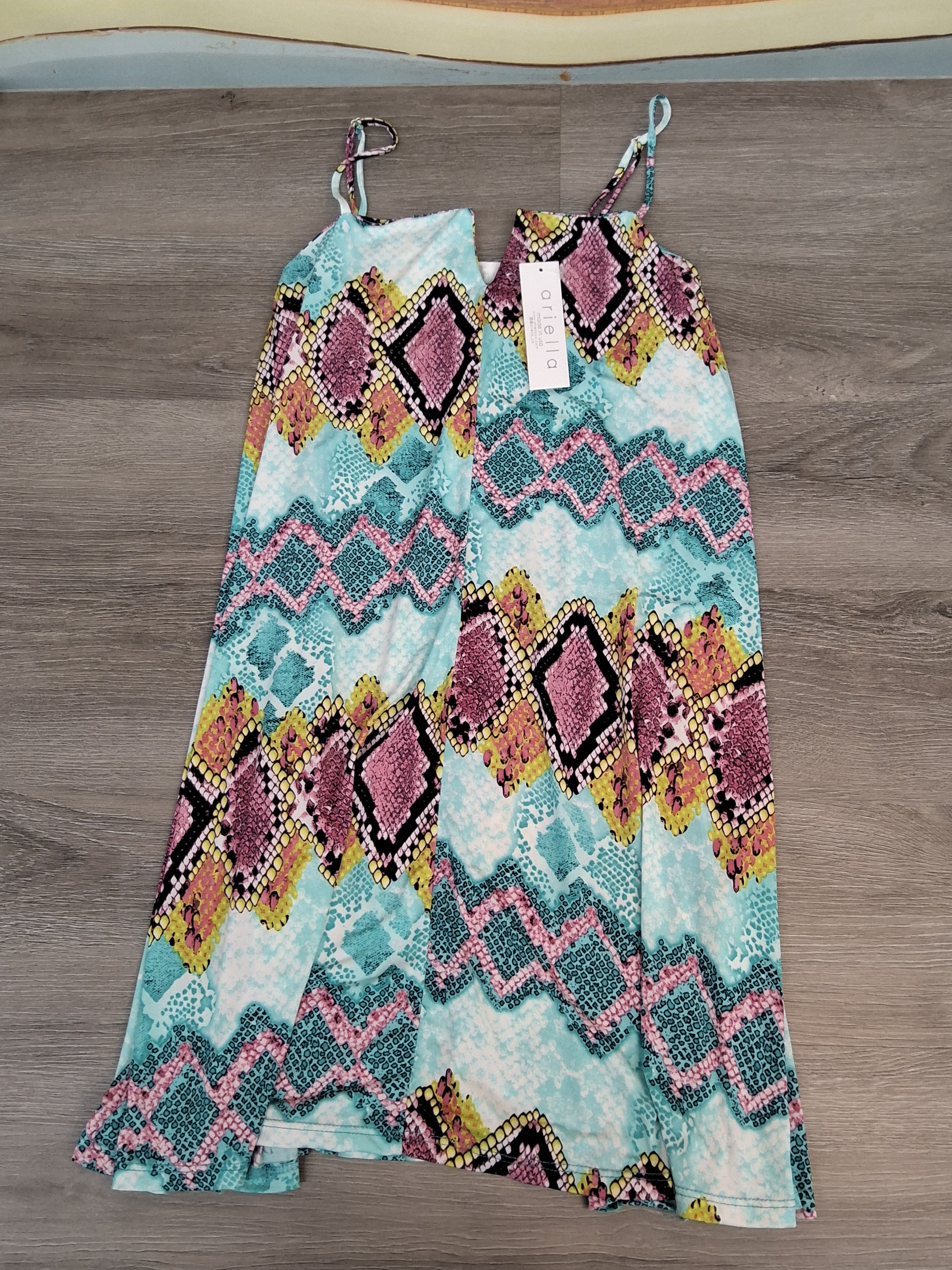 Ariella Multicolor Geometric Print Sundress Size S