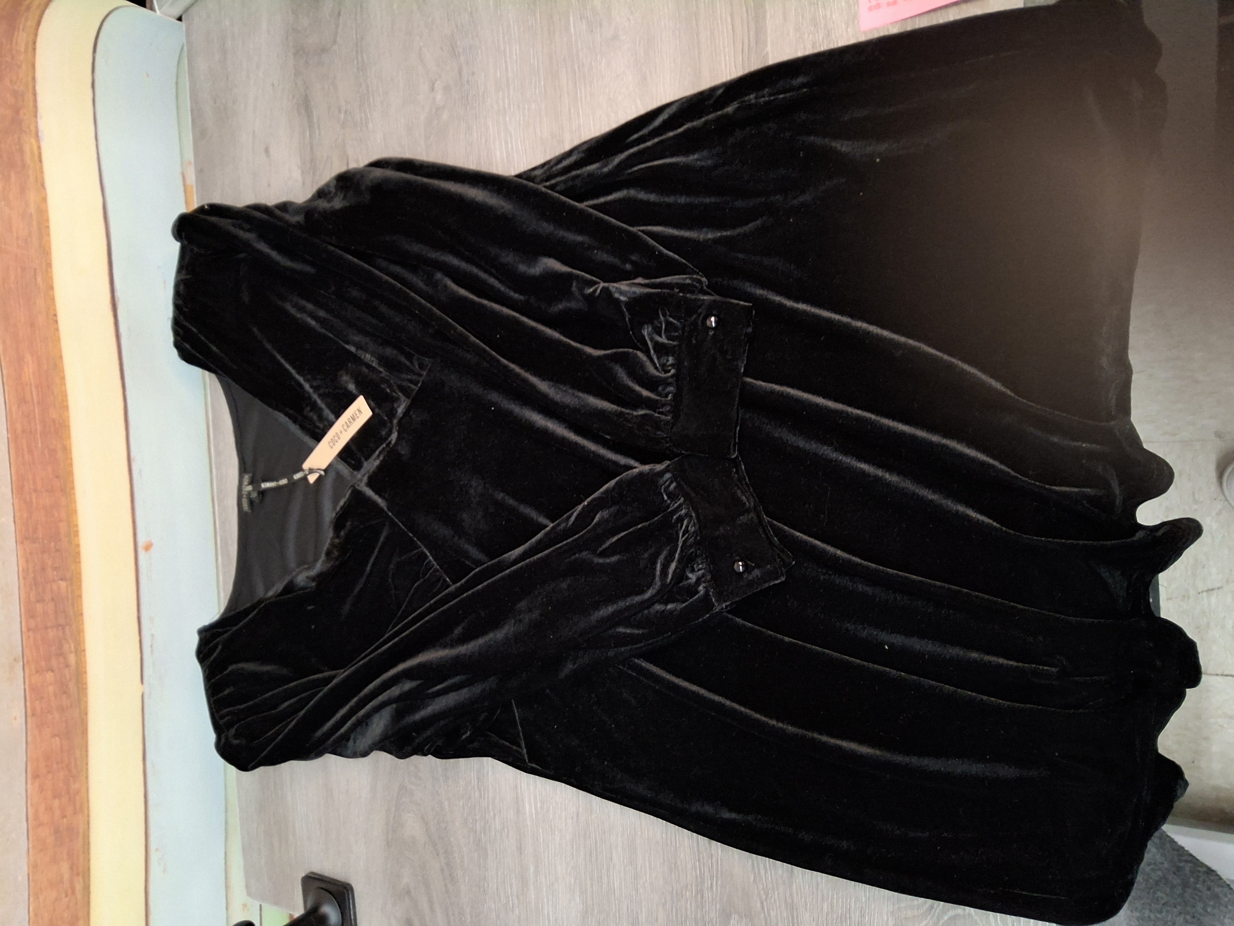 Coco + Carmen Black Velvet Long Sleeve Dress L/XL