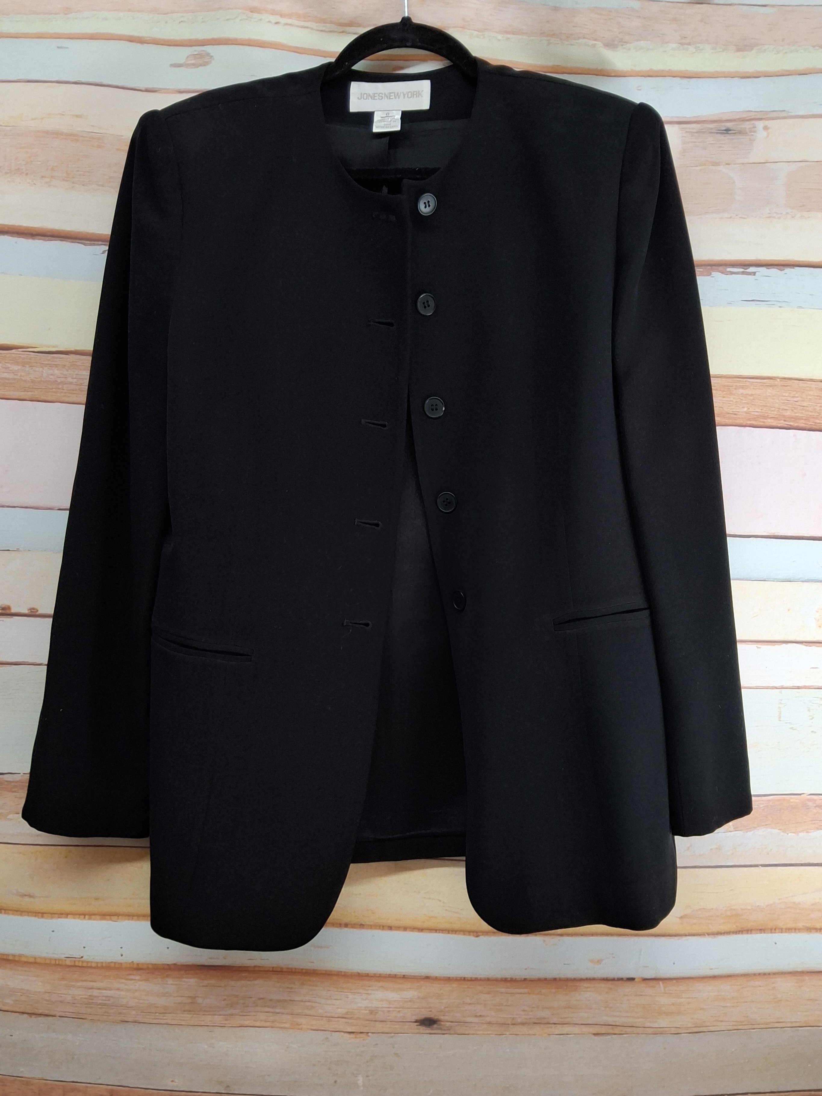 Jones New York Black Button-Front Blazer Sz 8