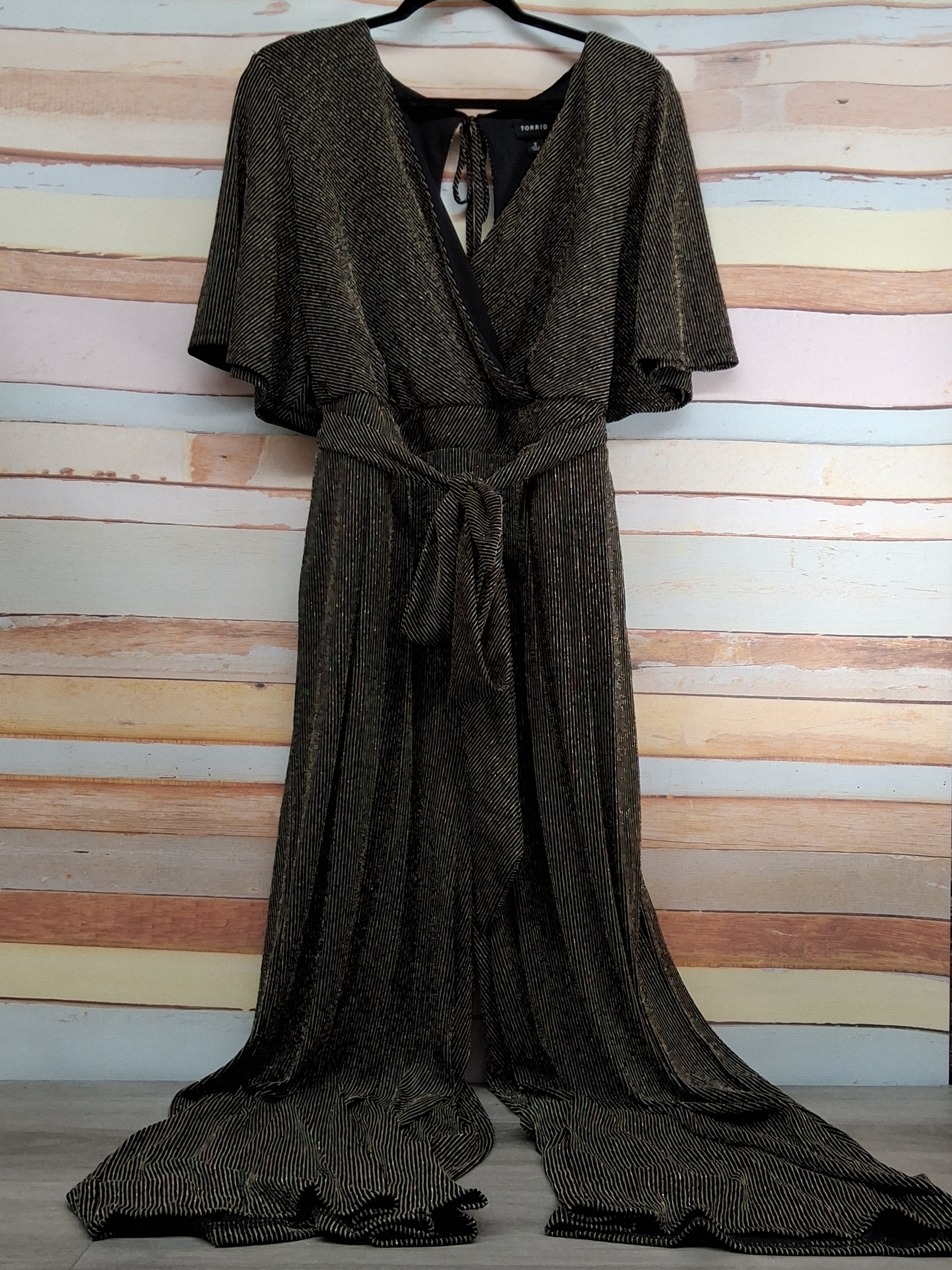 Torrid Black & Gold Glitter Maxi Jumpsuit 2X