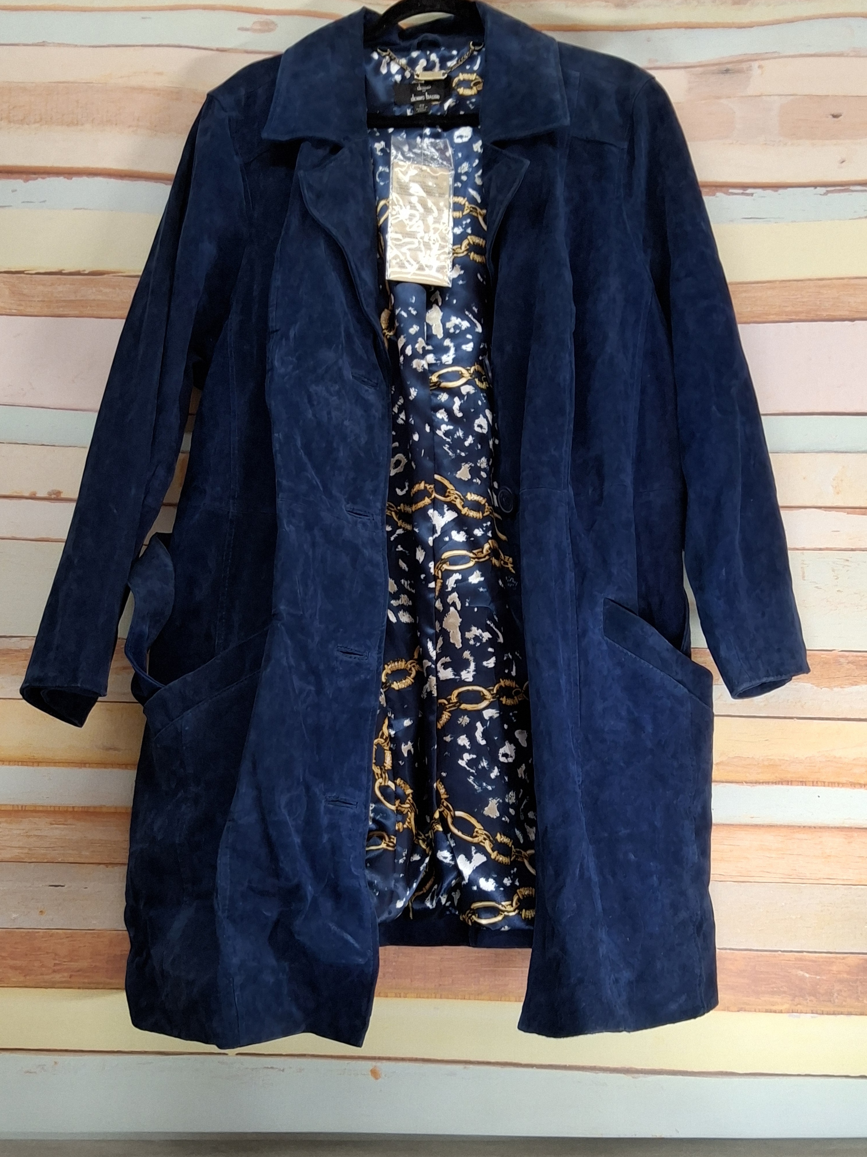 Dennis Basso Blue Suede Genuine Leather Jacket 2X