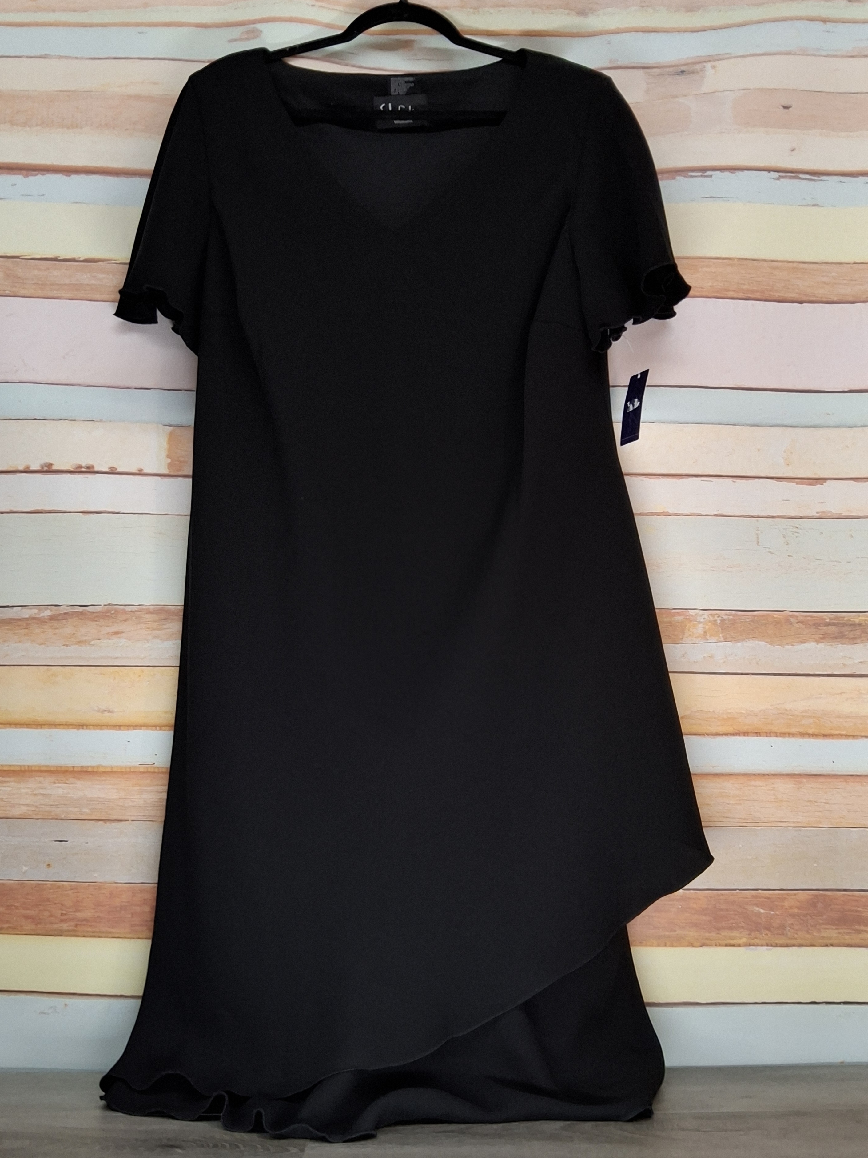 SL Fashions Black Asymmetrical Hem Dress 18W