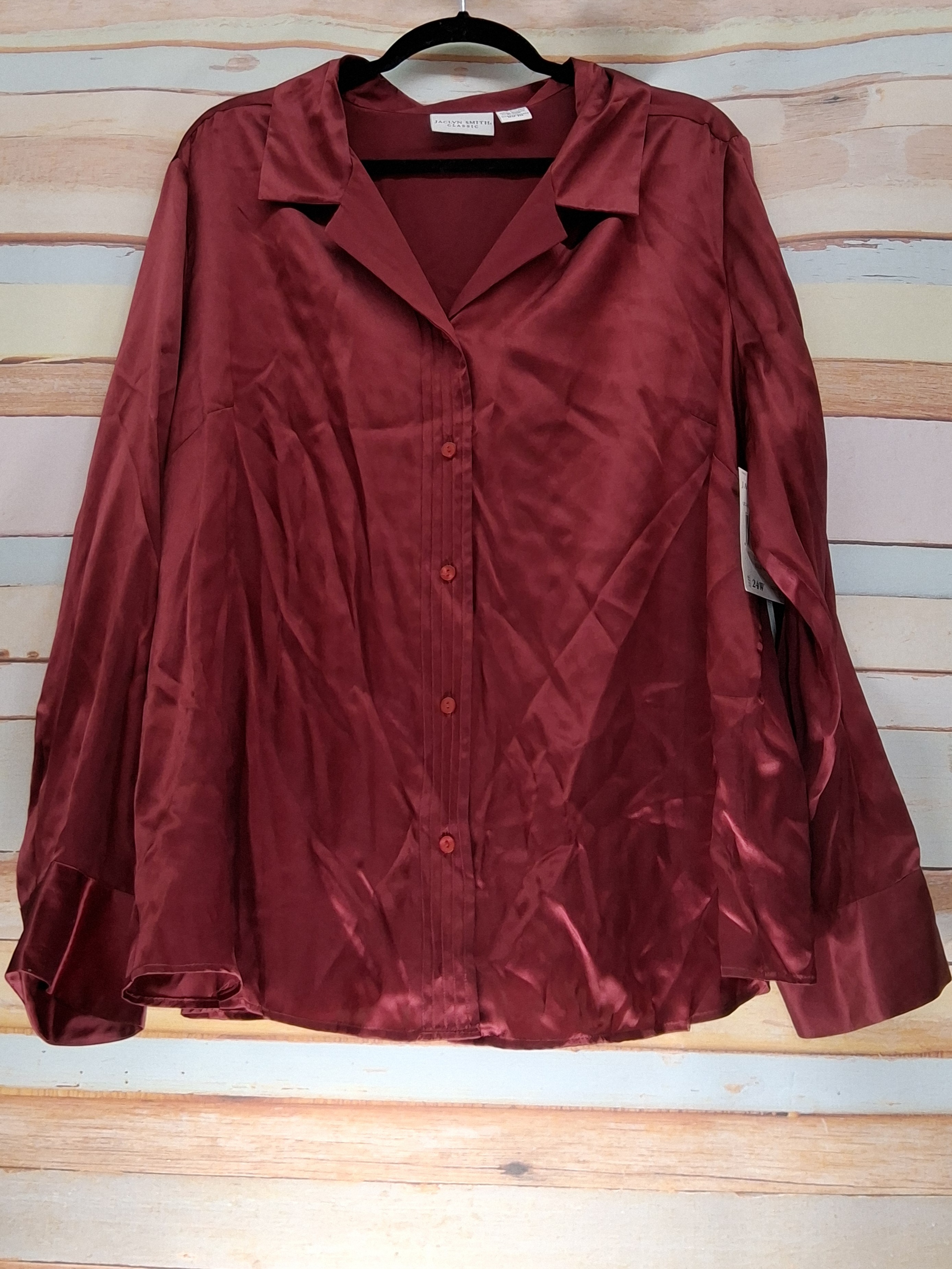 Jaclyn Smith Plus Red Silk Blouse 24W