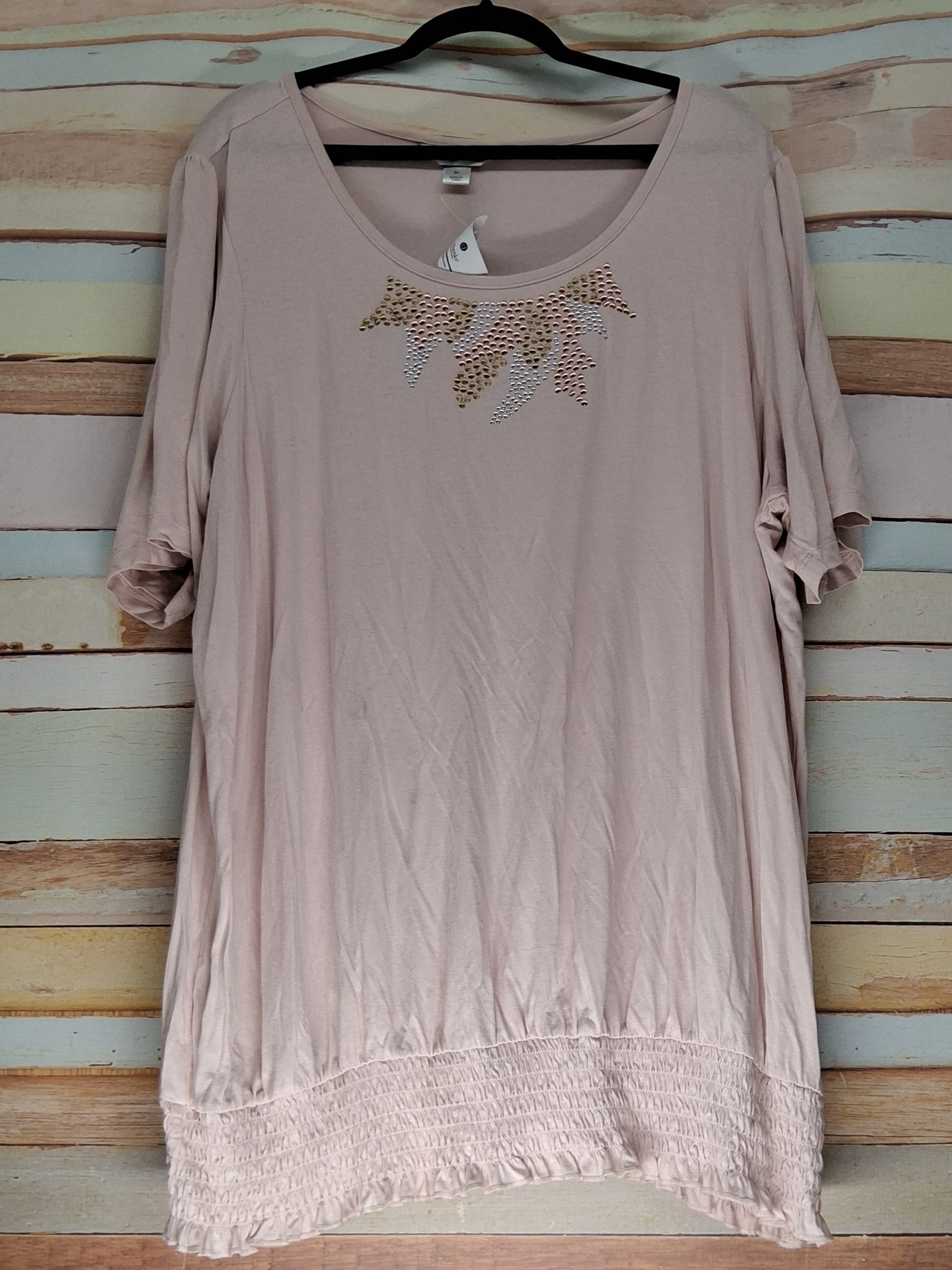CJ Banks Pink Embellished Tunic Top 3X