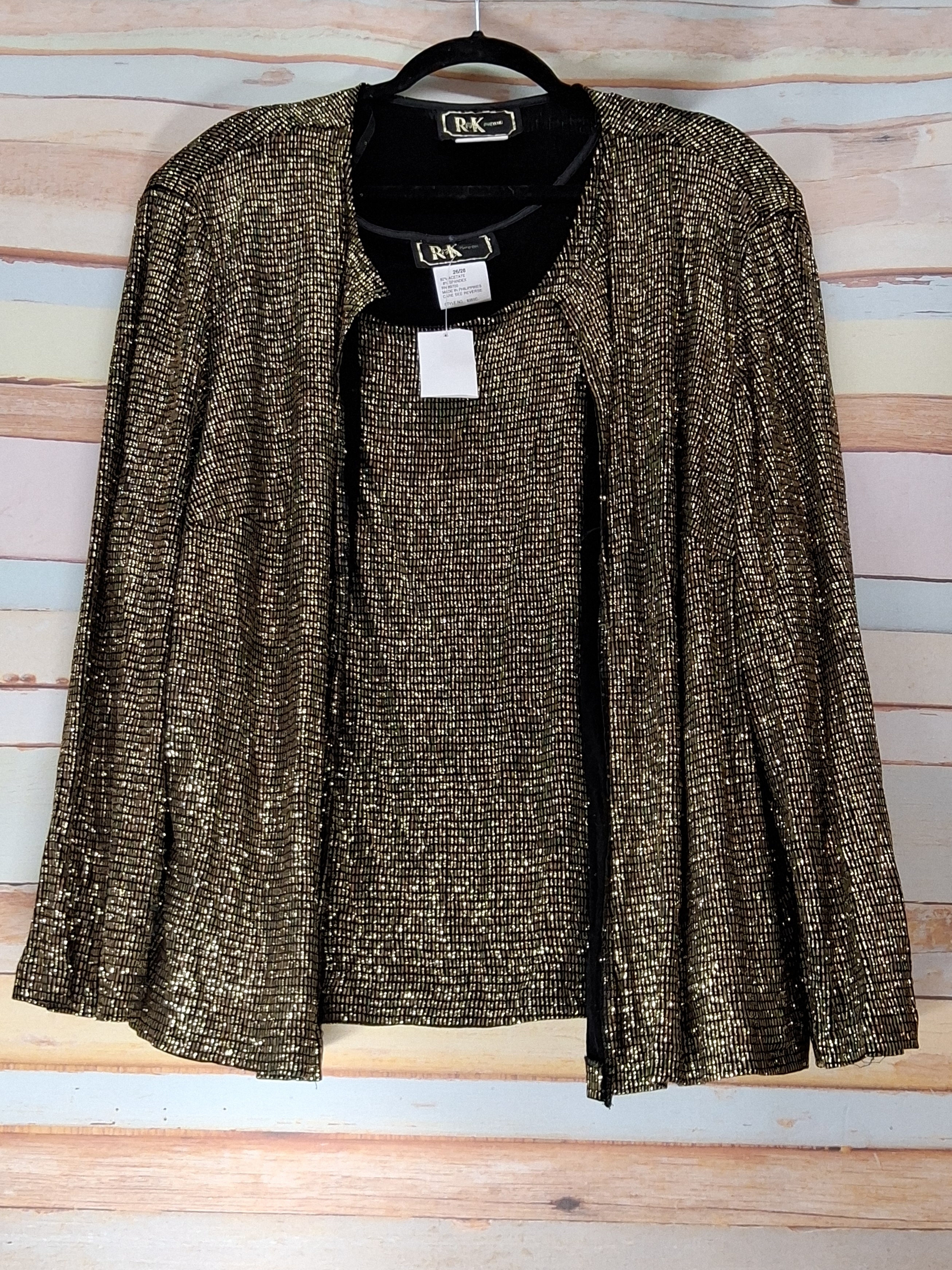 R&K Evening Plus Gold Metallic Jacket & Shell Set 26/28W