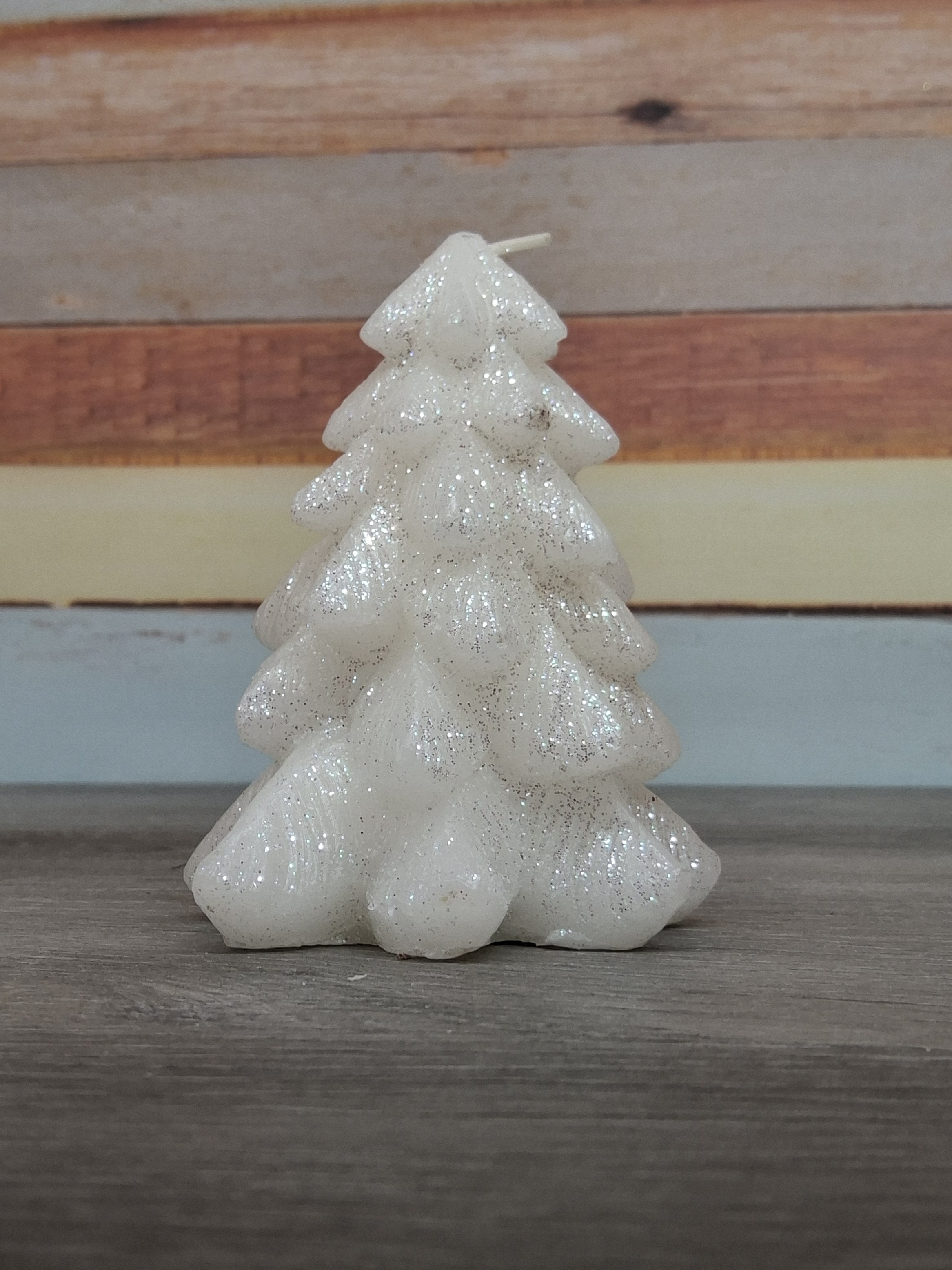 Glitter White Tree Candle