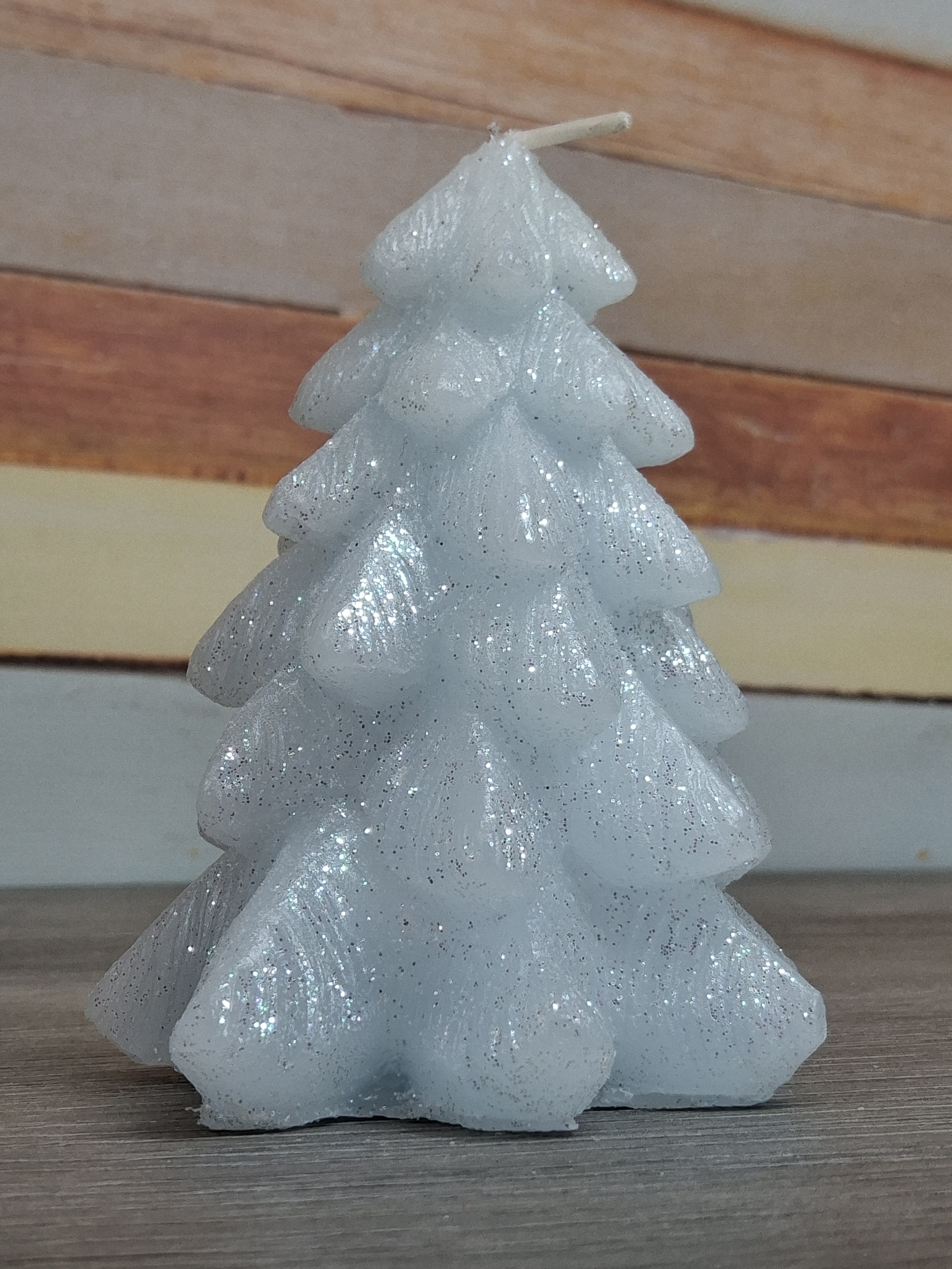 Glitter Blue Tree Candle