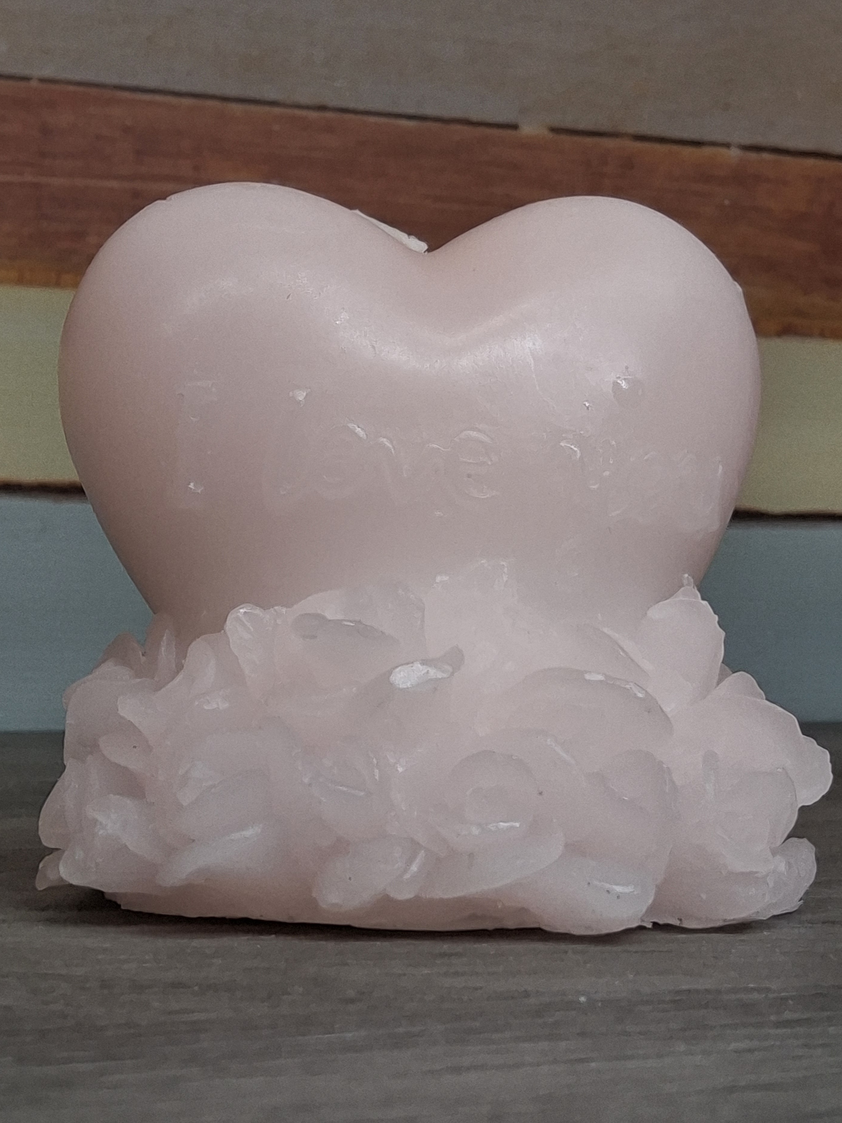 Pink Heart "I Love You" Candle with Roses
