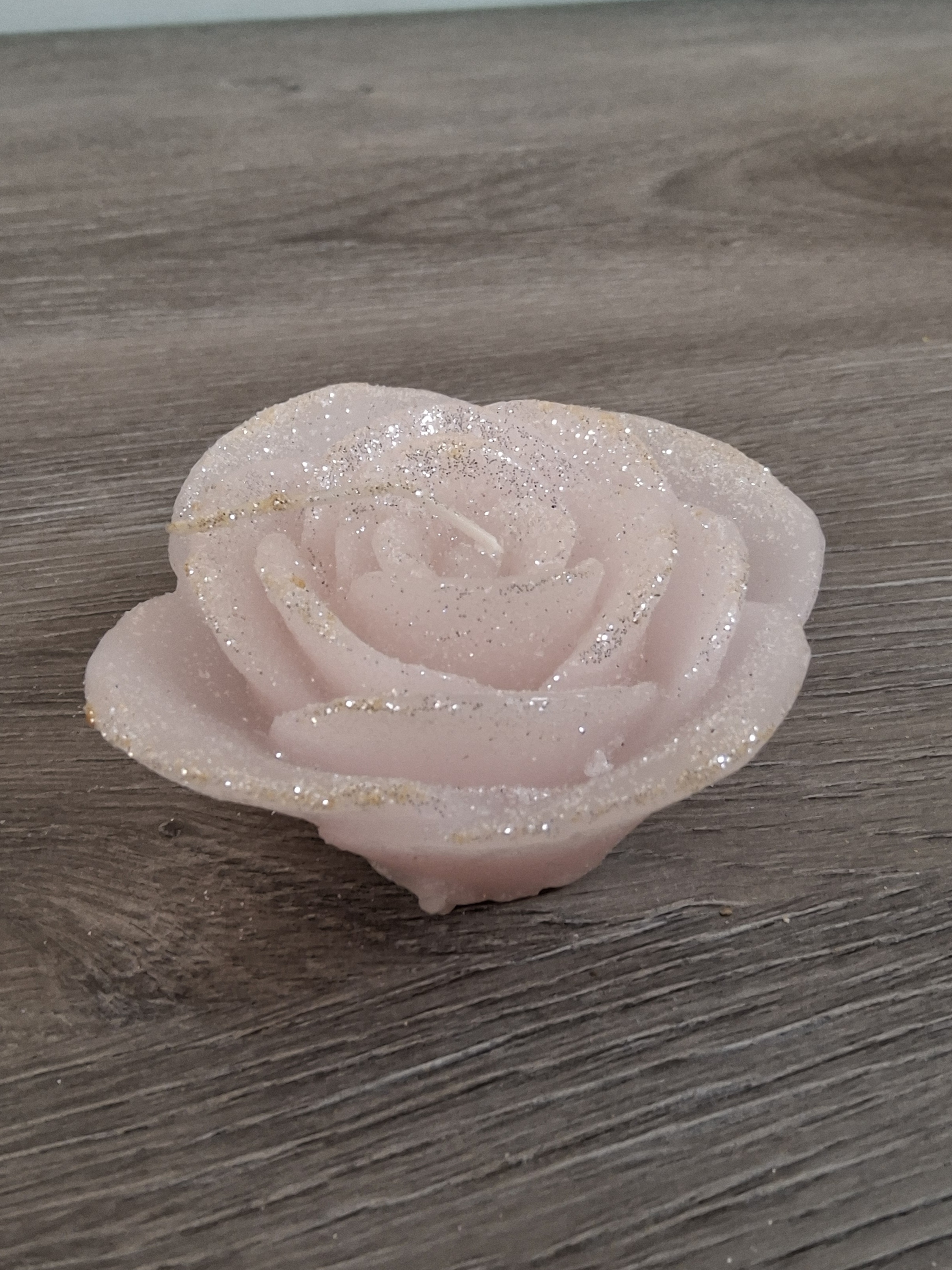 Pink Glitter Rose Decorative Candle