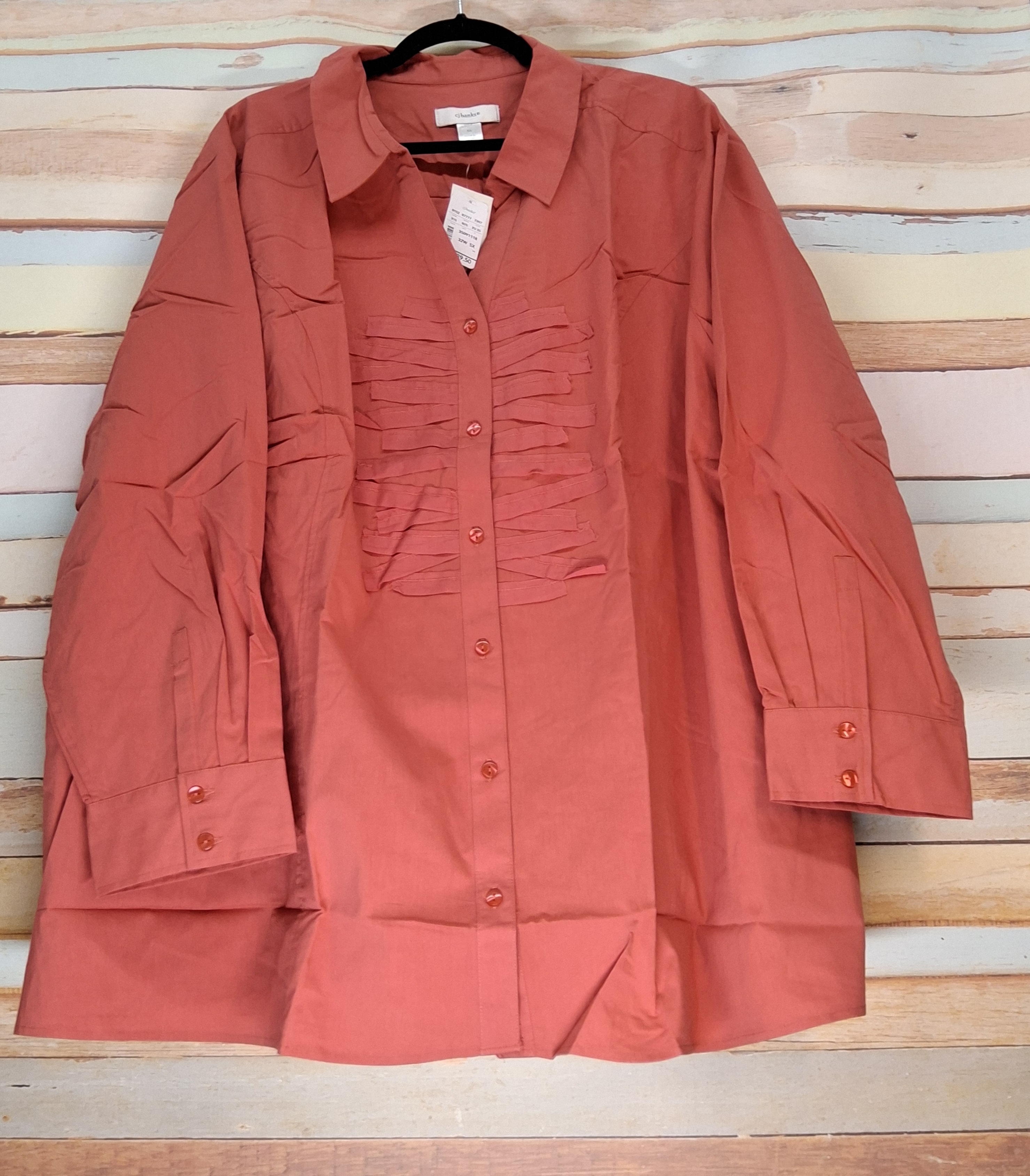 CJ Banks Coral Button-Front Blouse 5X