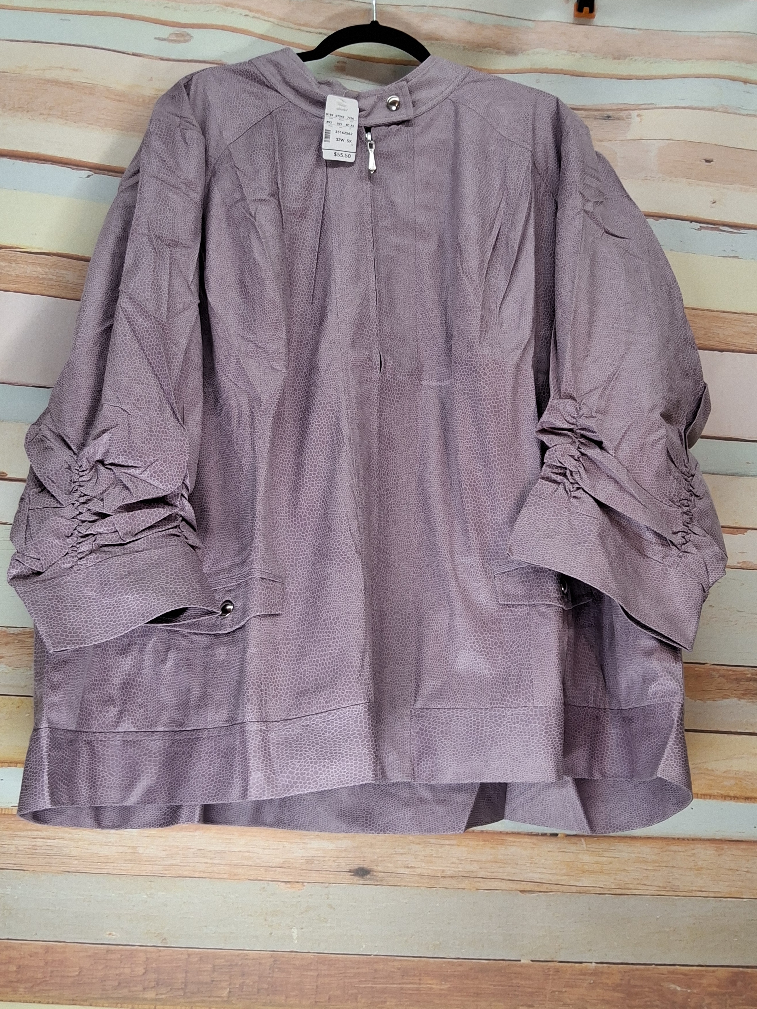 CJ Banks 5X Lilac Textured Zip Jacket