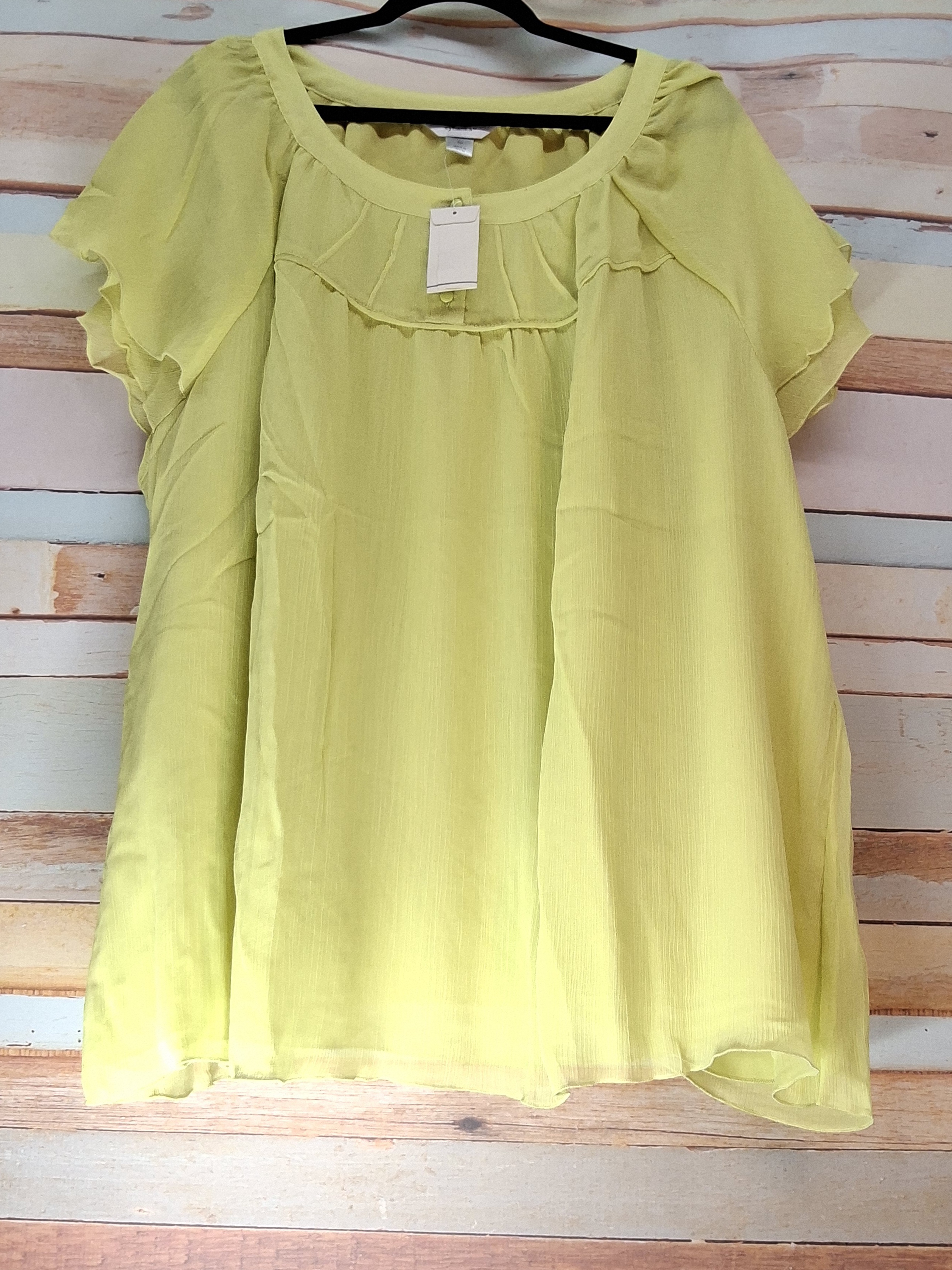 CJ Banks 5X Yellow Flutter Sleeve Blouse