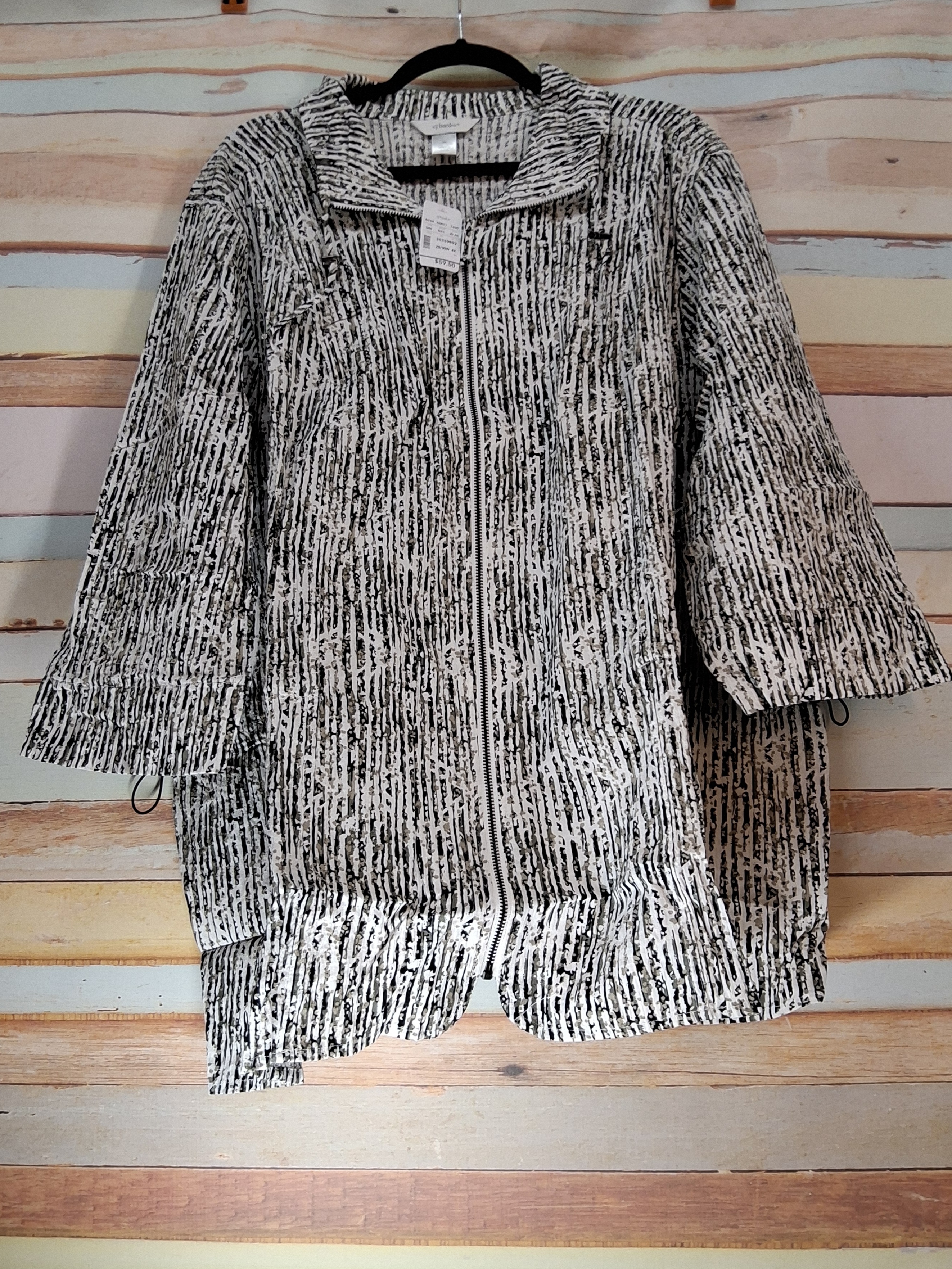 CJ Banks 4X Abstract Print Zip Jacket