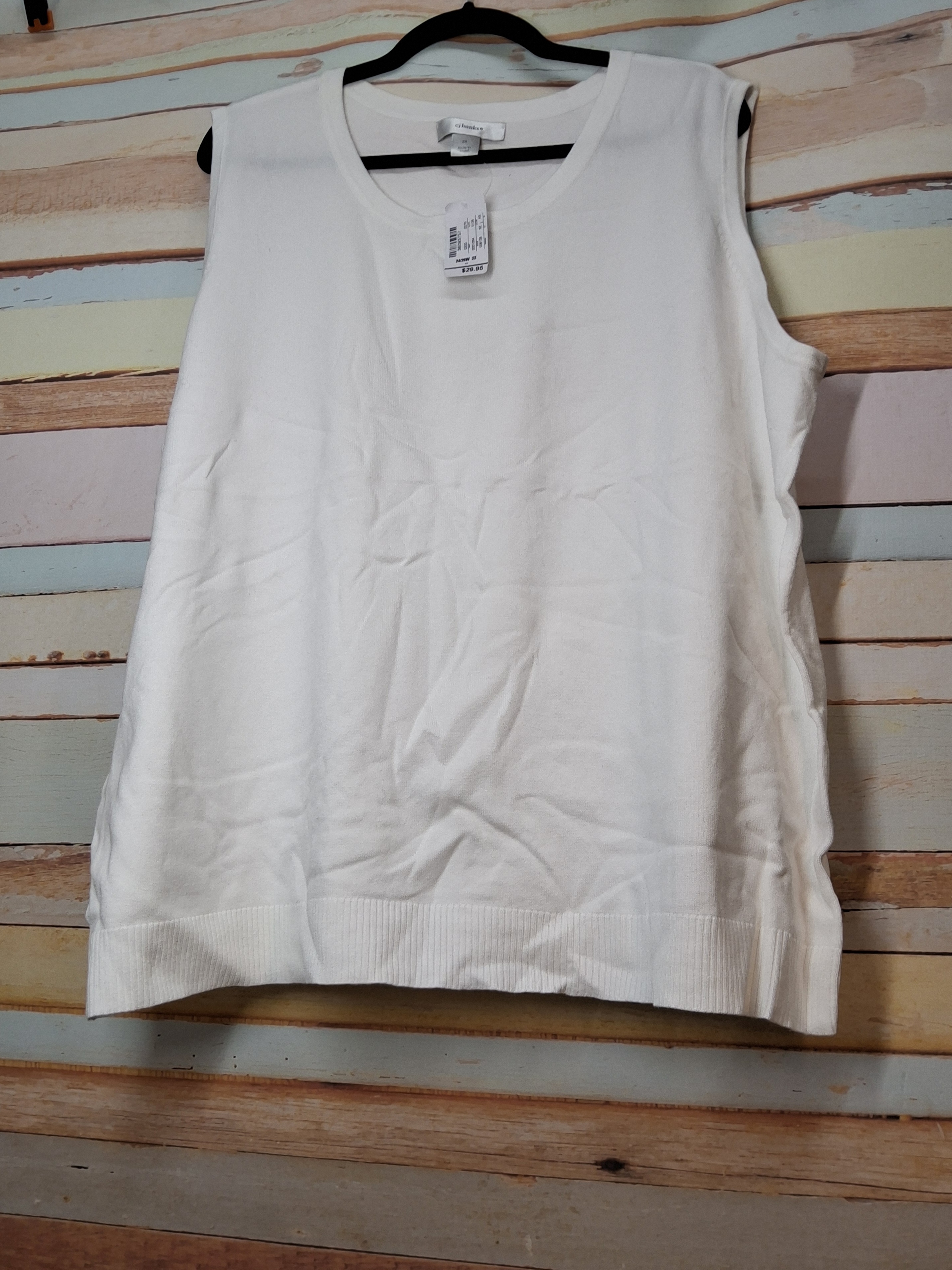 CJ Banks White Knit Sleeveless Sweater Tank 3X6