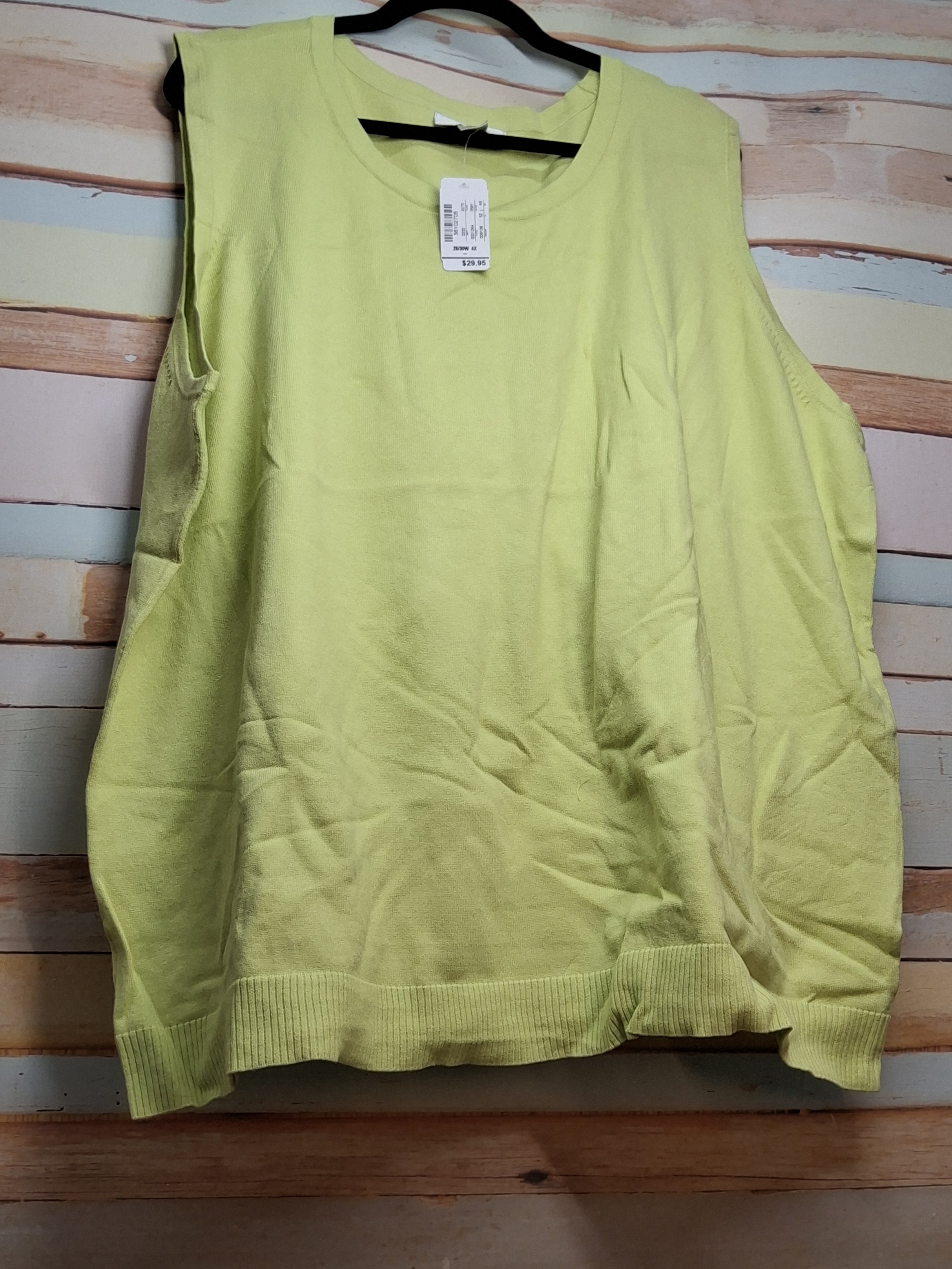 CJ Banks 4X Lime Green Sleeveless Sweater Tank