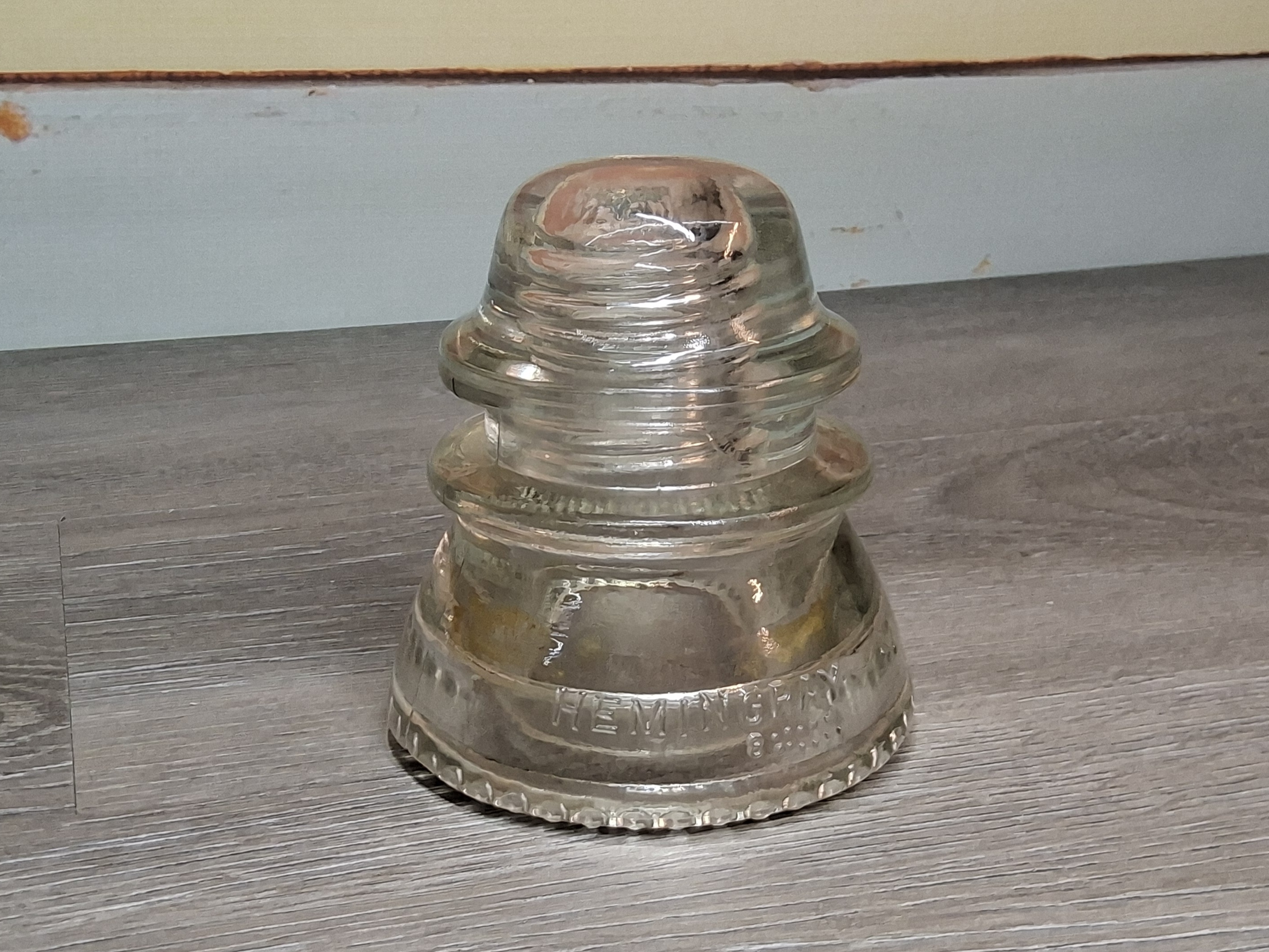 Vintage Clear Glass Telegraph Insulator - Hemingray