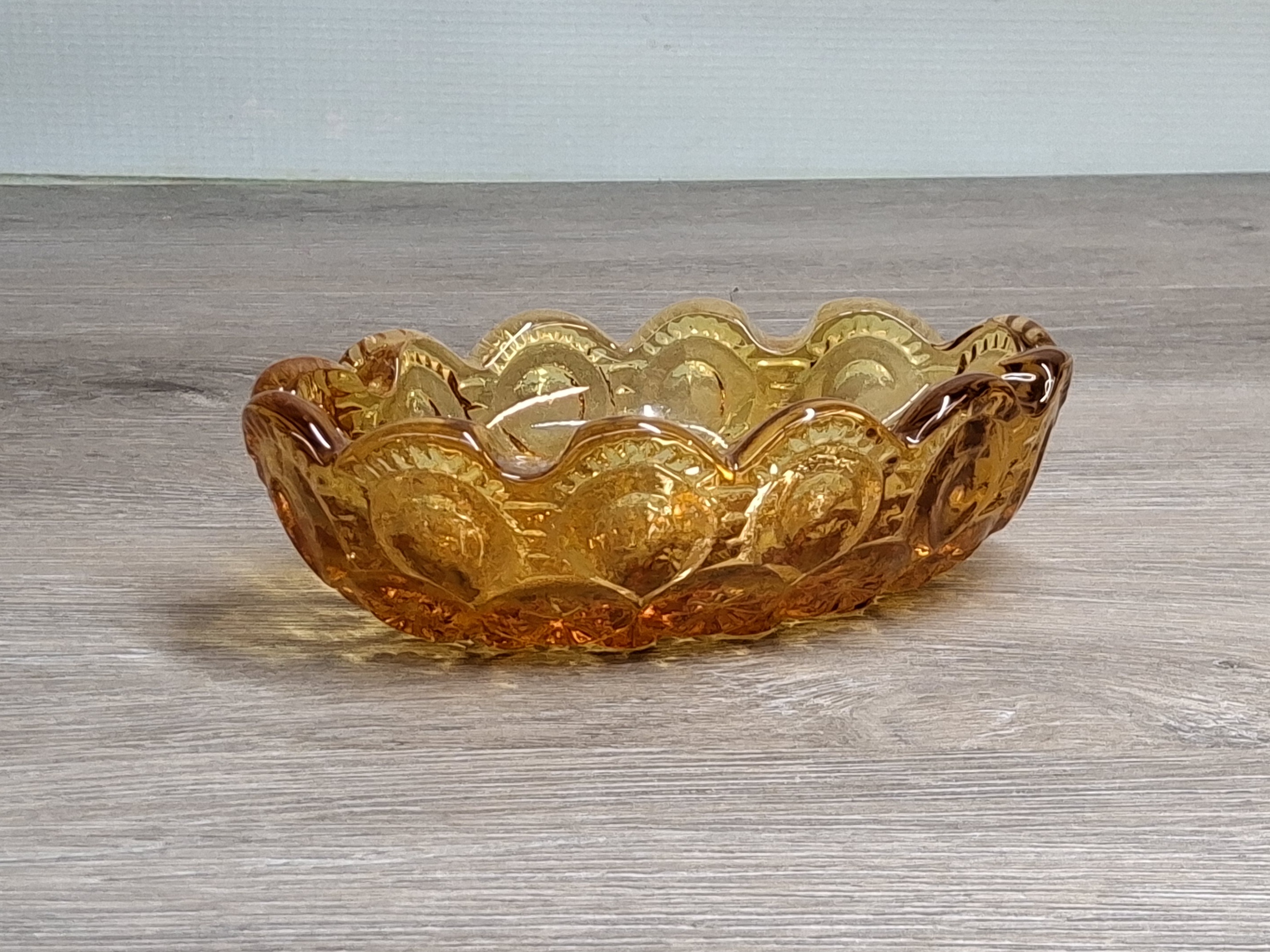 Vintage Moon and Stars Amber Glass Trinket Dish