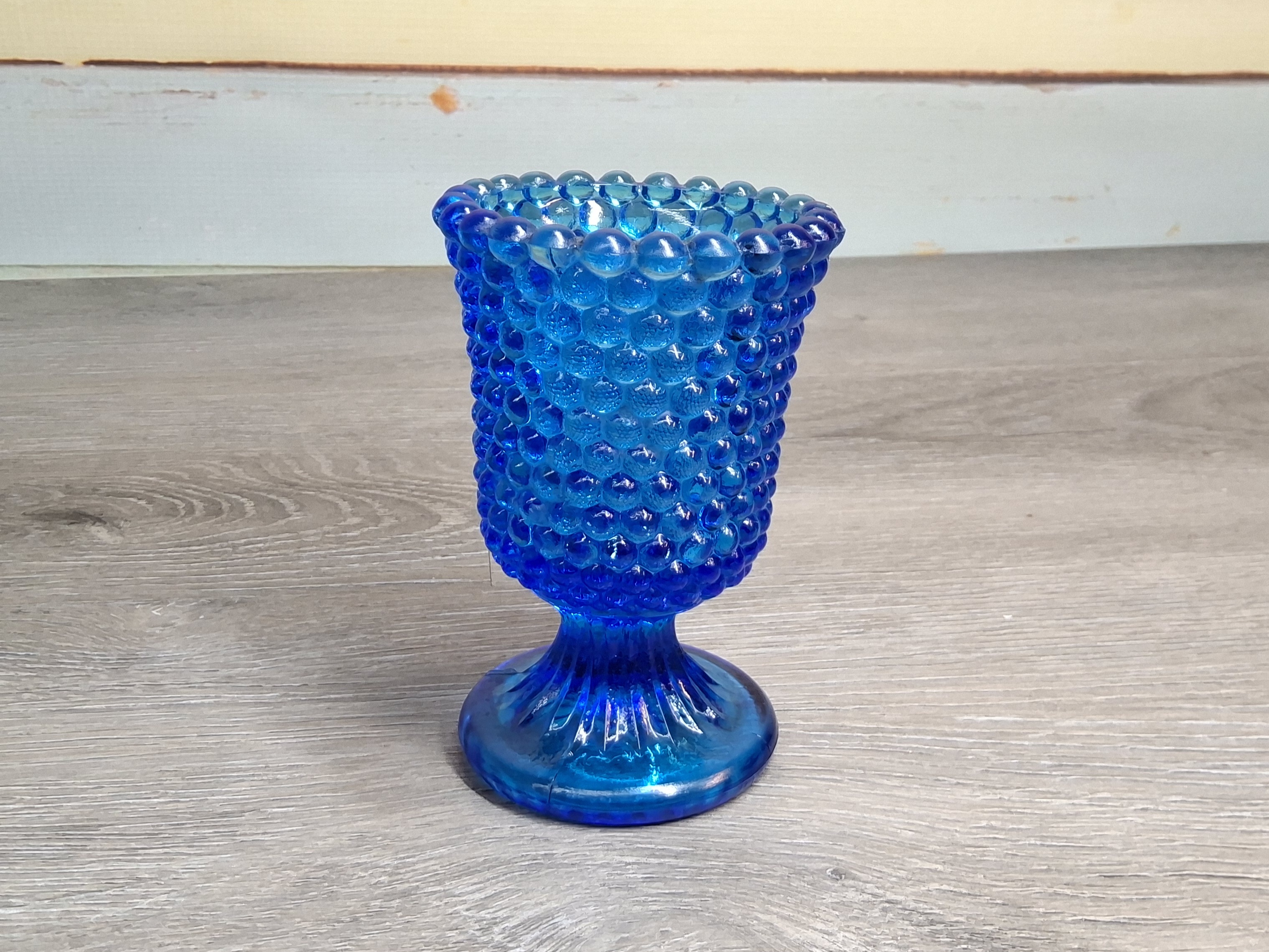 Vintage Fenton Cobalt Blue Hobnail Pedestal Vase
