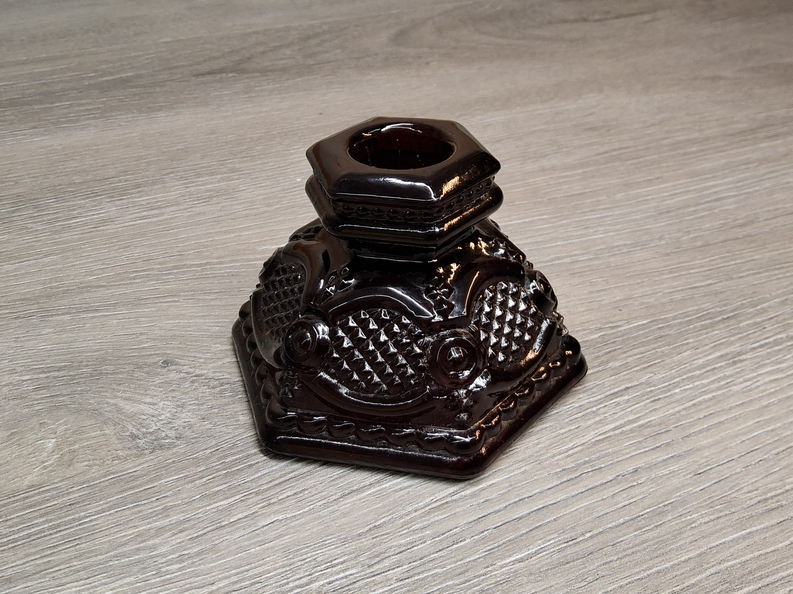 Vintage Avon Ruby Red Glass Candlestick Holder