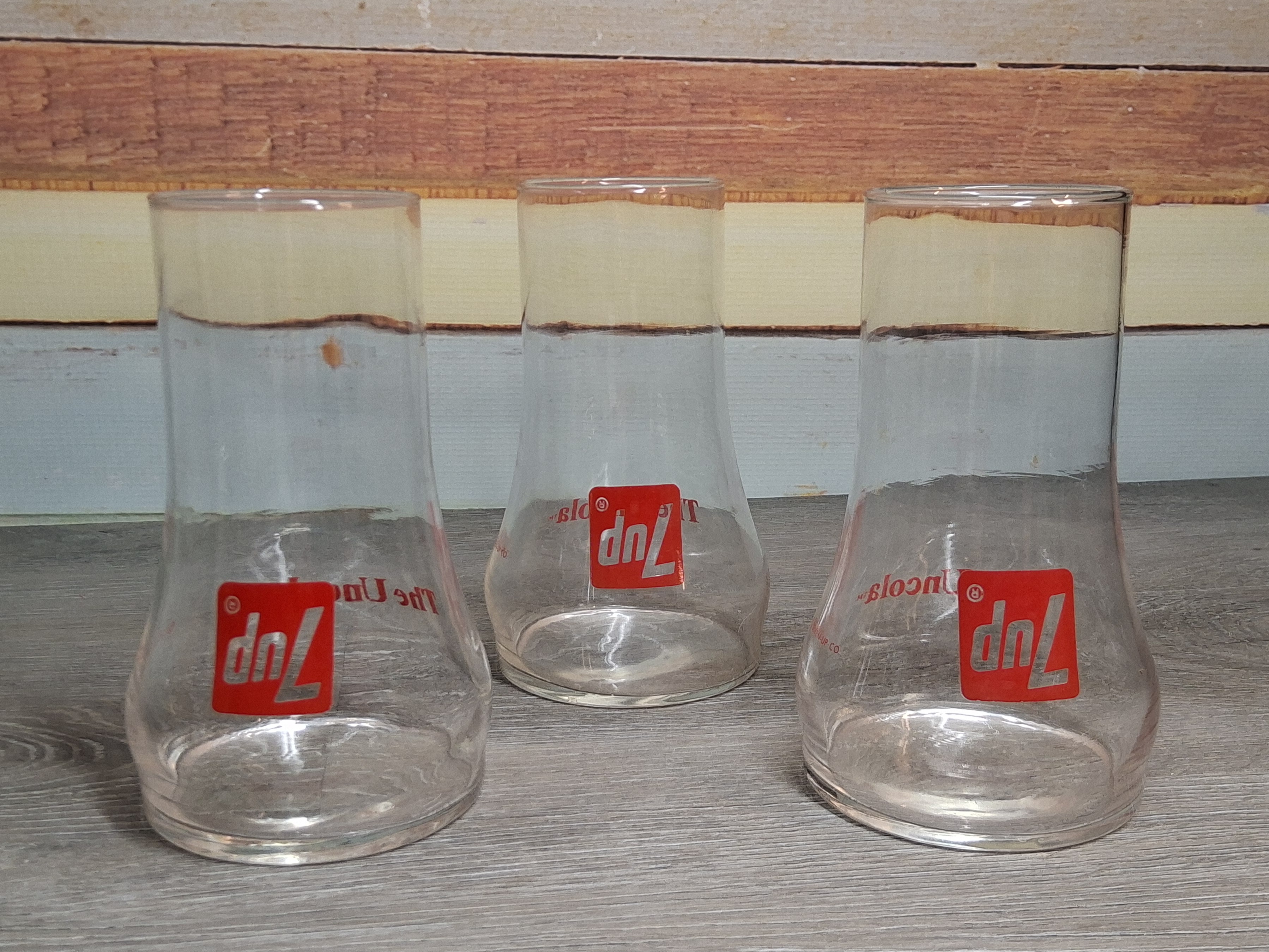 Vintage 7UP Clear Glass Tumblers (Set of 3)