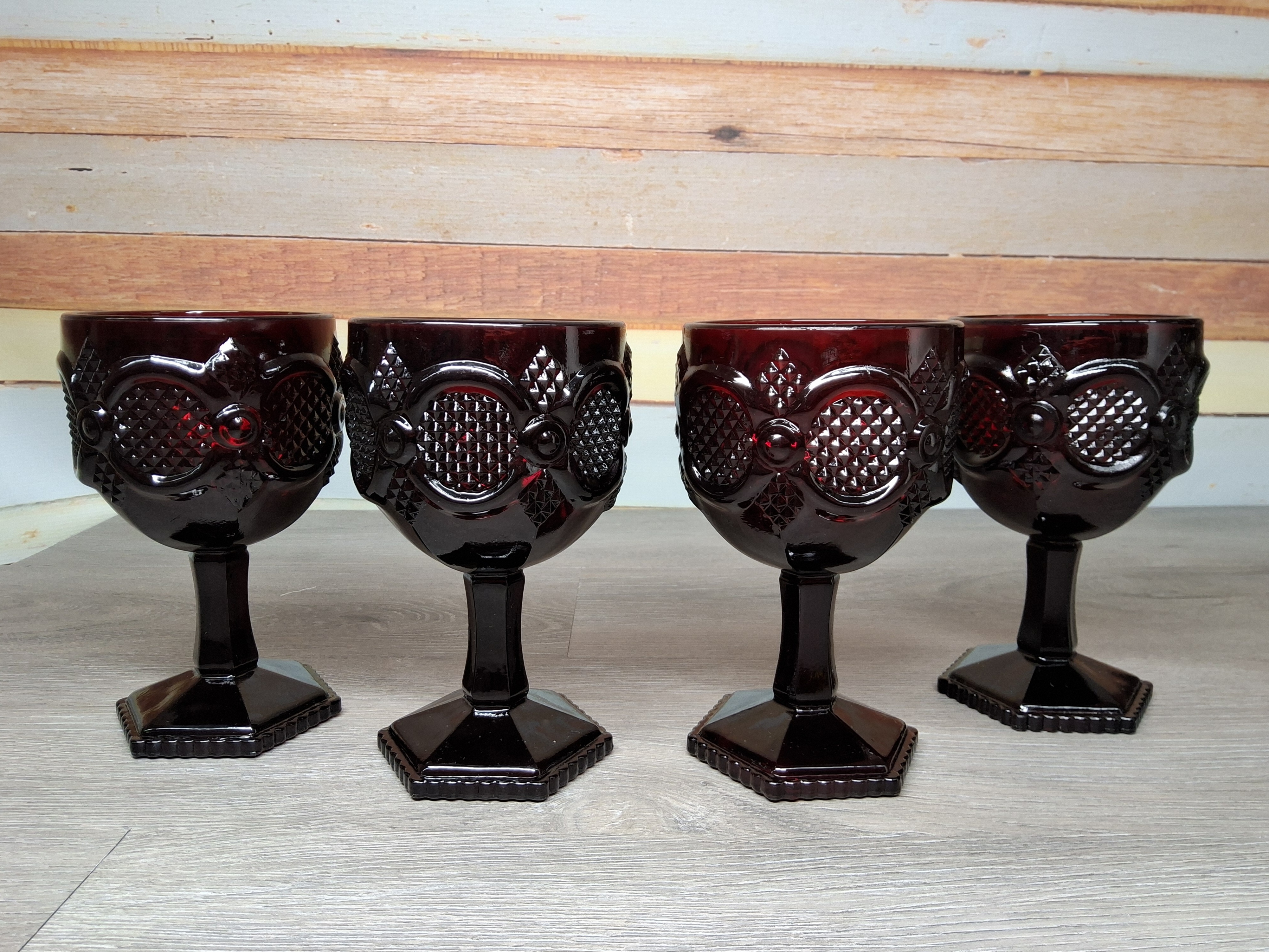 Set of 4 Avon Cape Cod Ruby Red Goblets