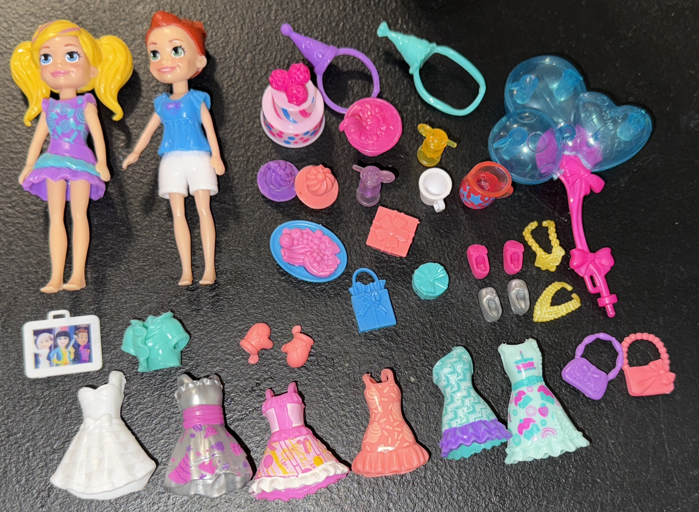 Polly Pocket Birthday Party Pack Dolls & Accessories - 2 Dolls + 35 Accessories
