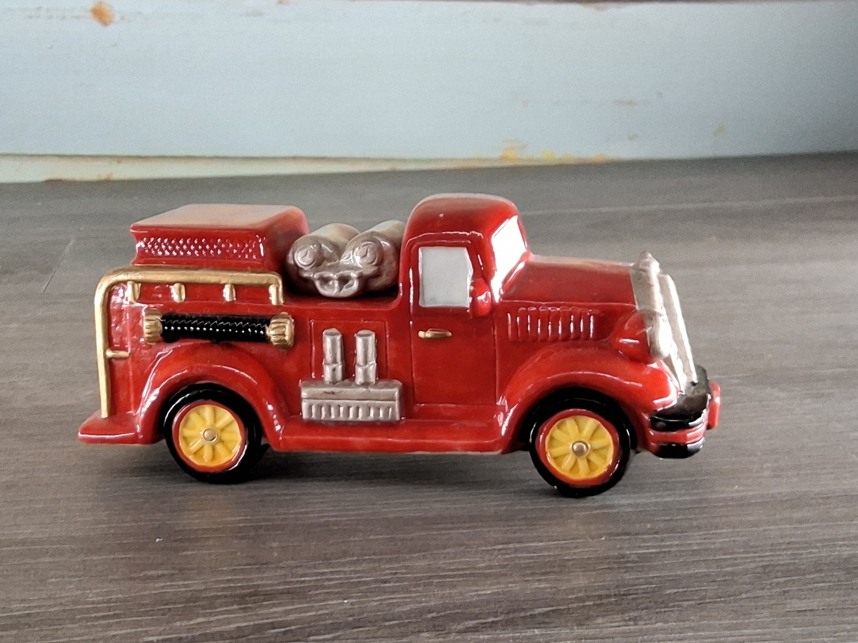 Vintage Red Ceramic Fire Truck