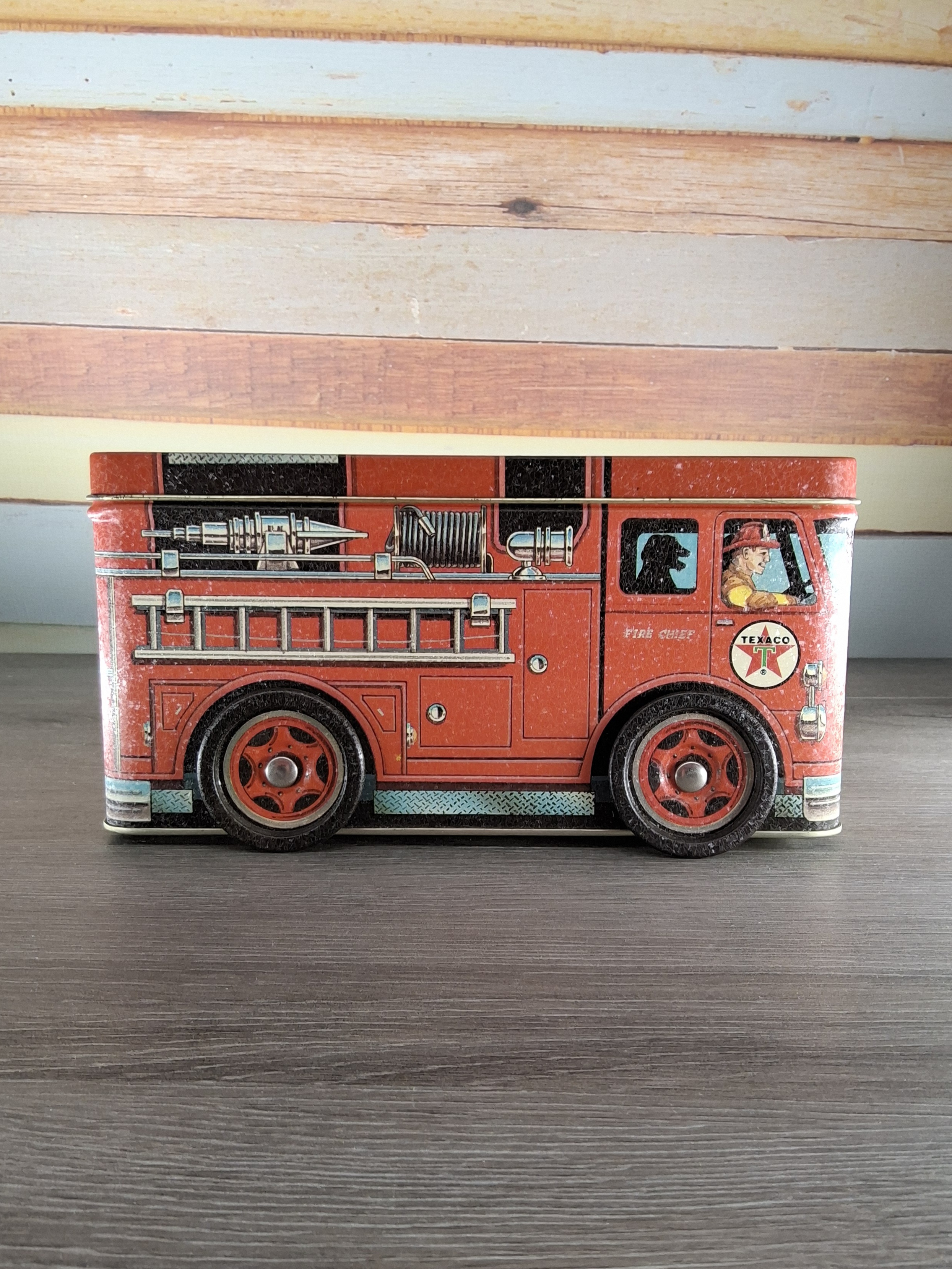 Vintage Texaco Fire Truck Tin No. 3 Storage Can