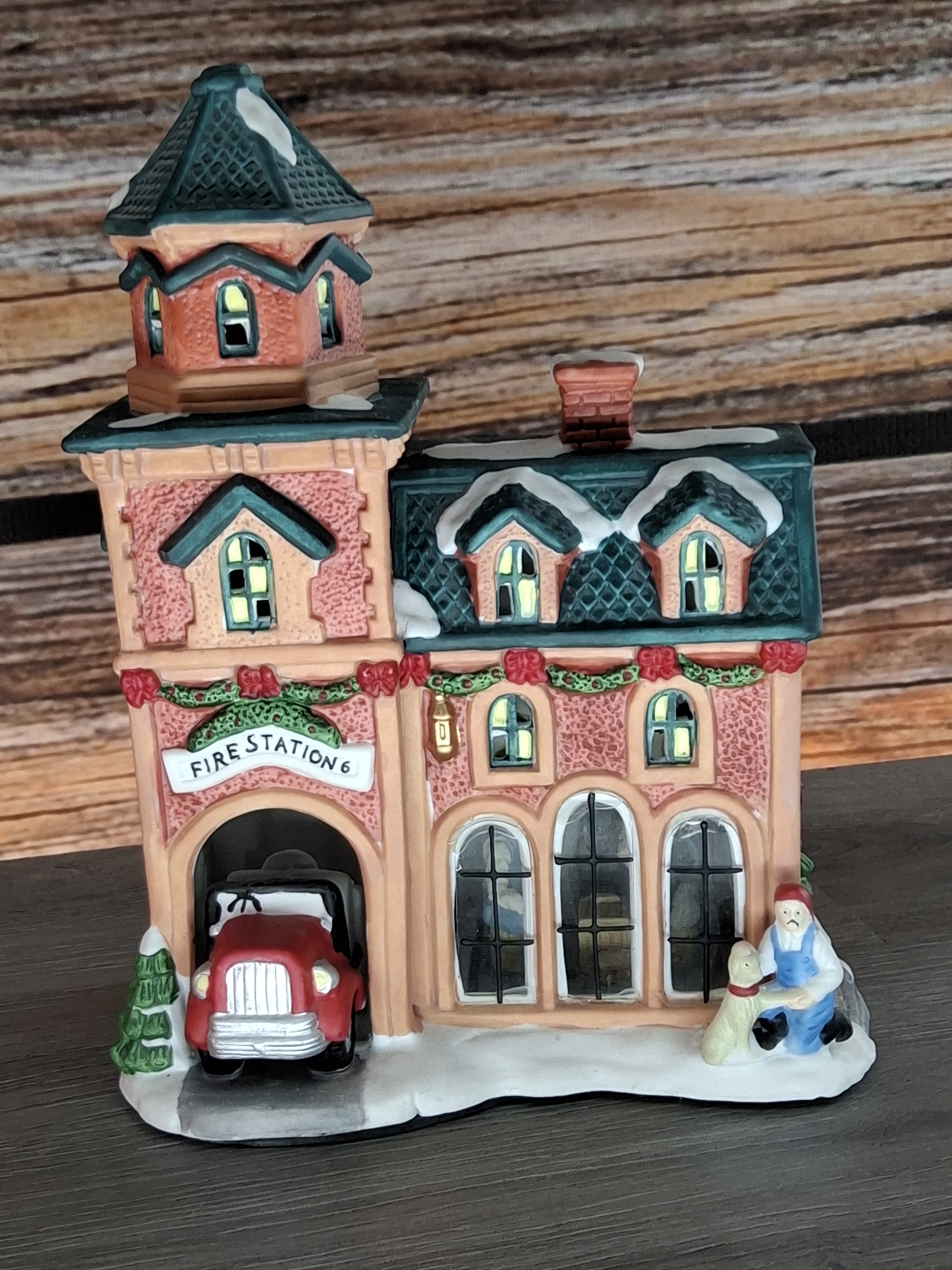 VTG Trim A Home Fire Station 6 Kmart Village Lighted