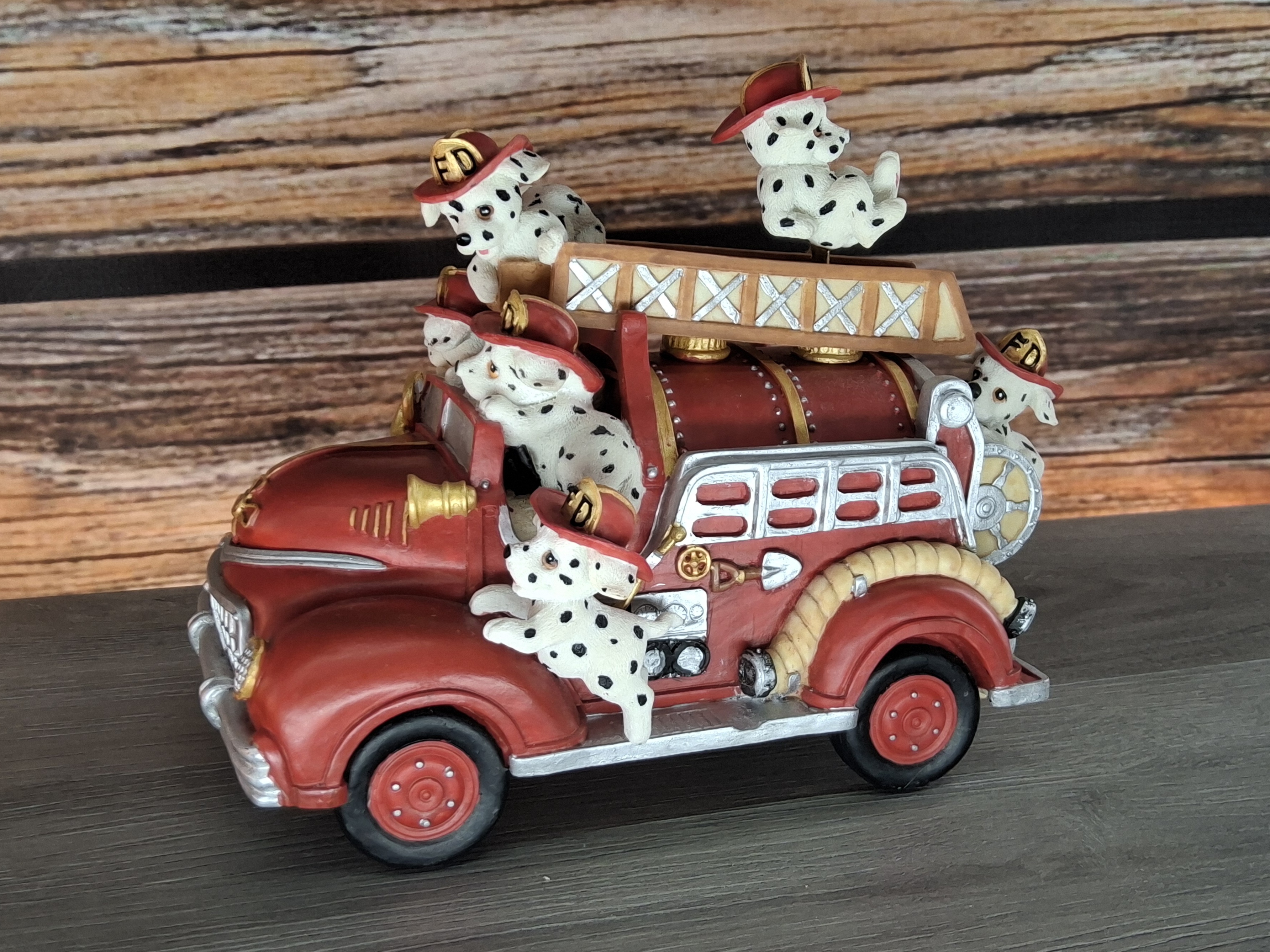 Dalmatian Fire Dog Fire Truck Music Box “Once Ad Again”