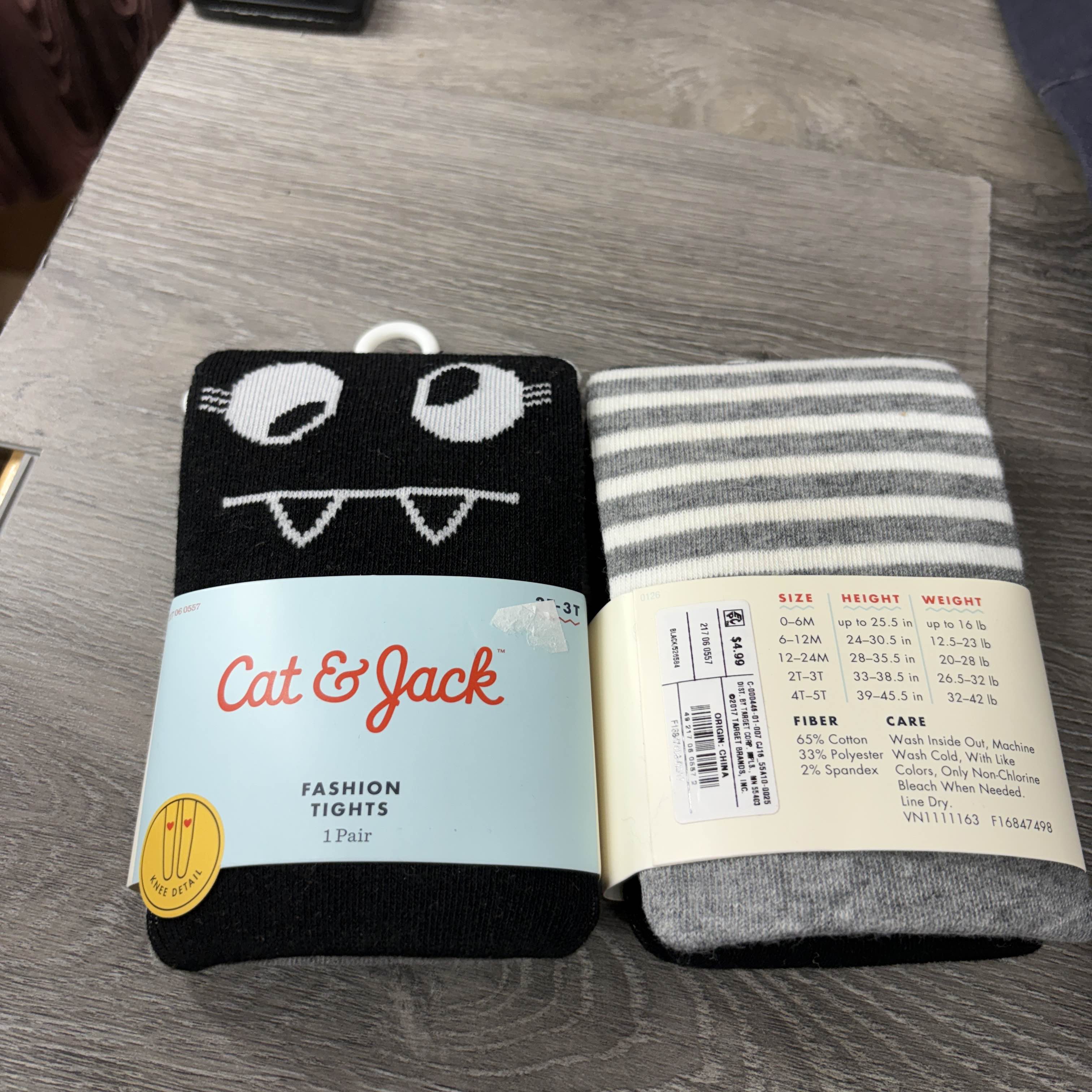 Cat & Jack Toddler Fashion Tights 2-Pack 2T-3T NWT