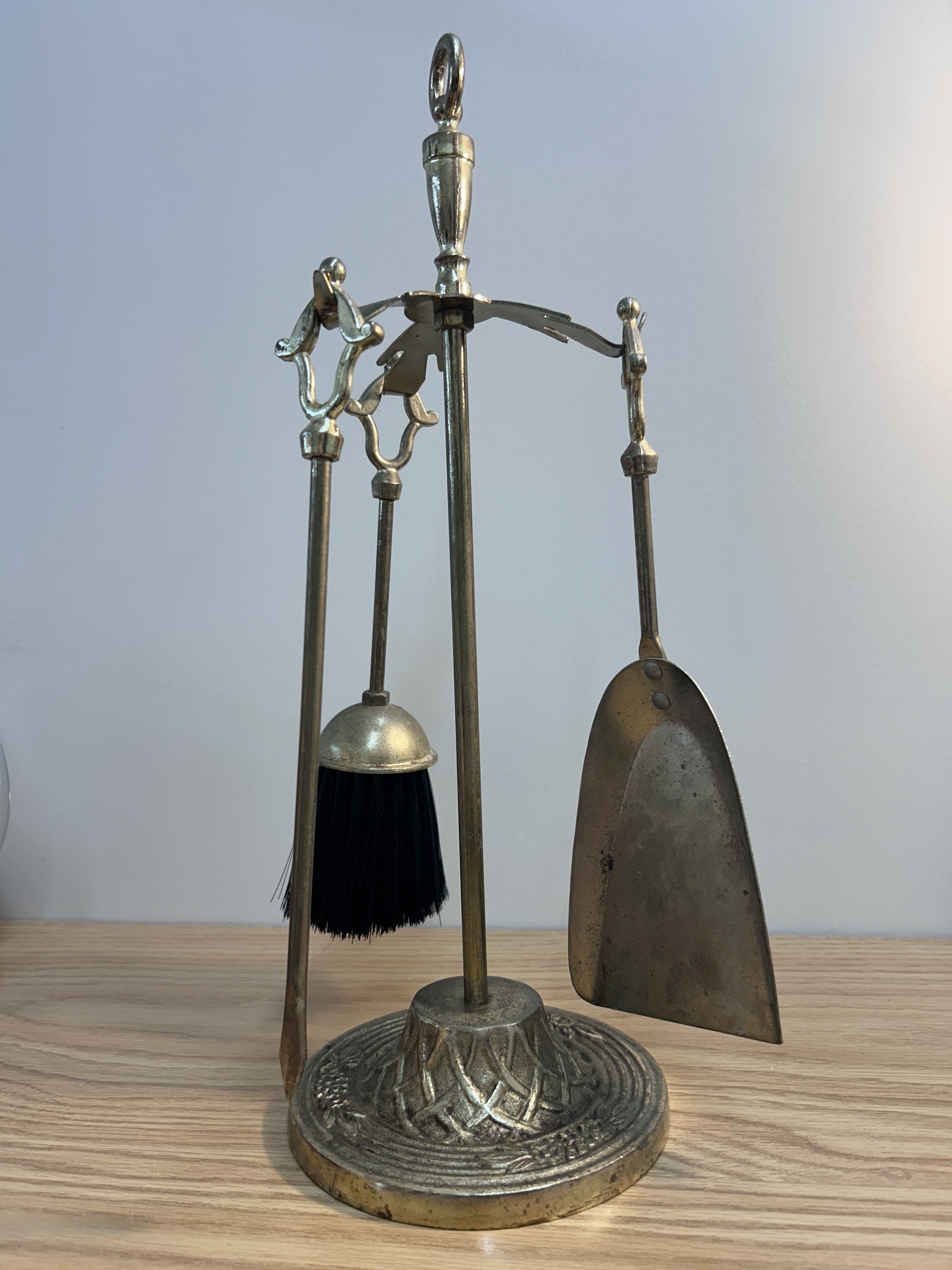 Vintage Gold Brass Fireplace Set