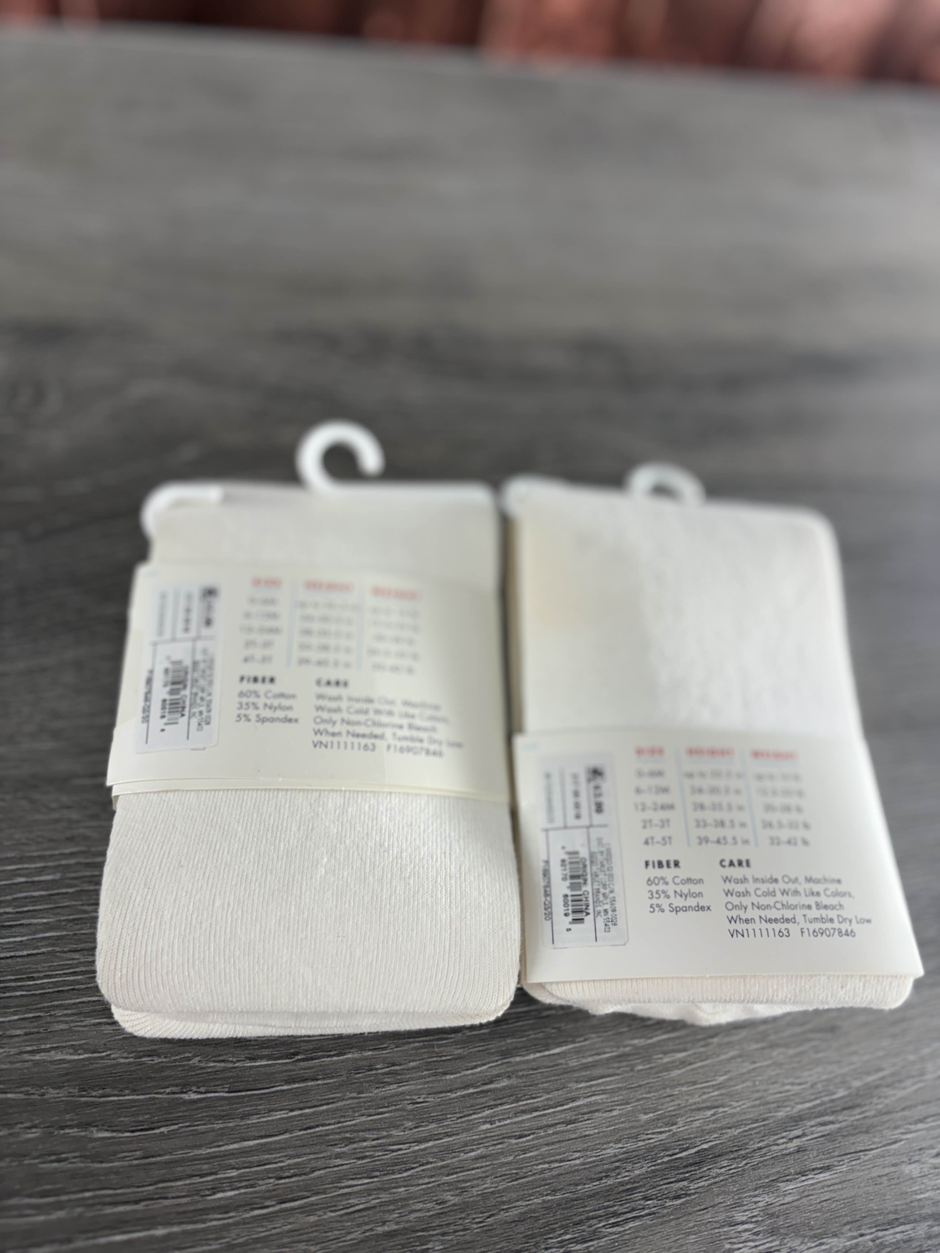 NWT Cat & Jack Baby Tights 2 Pack Solid Cream Off White NWT