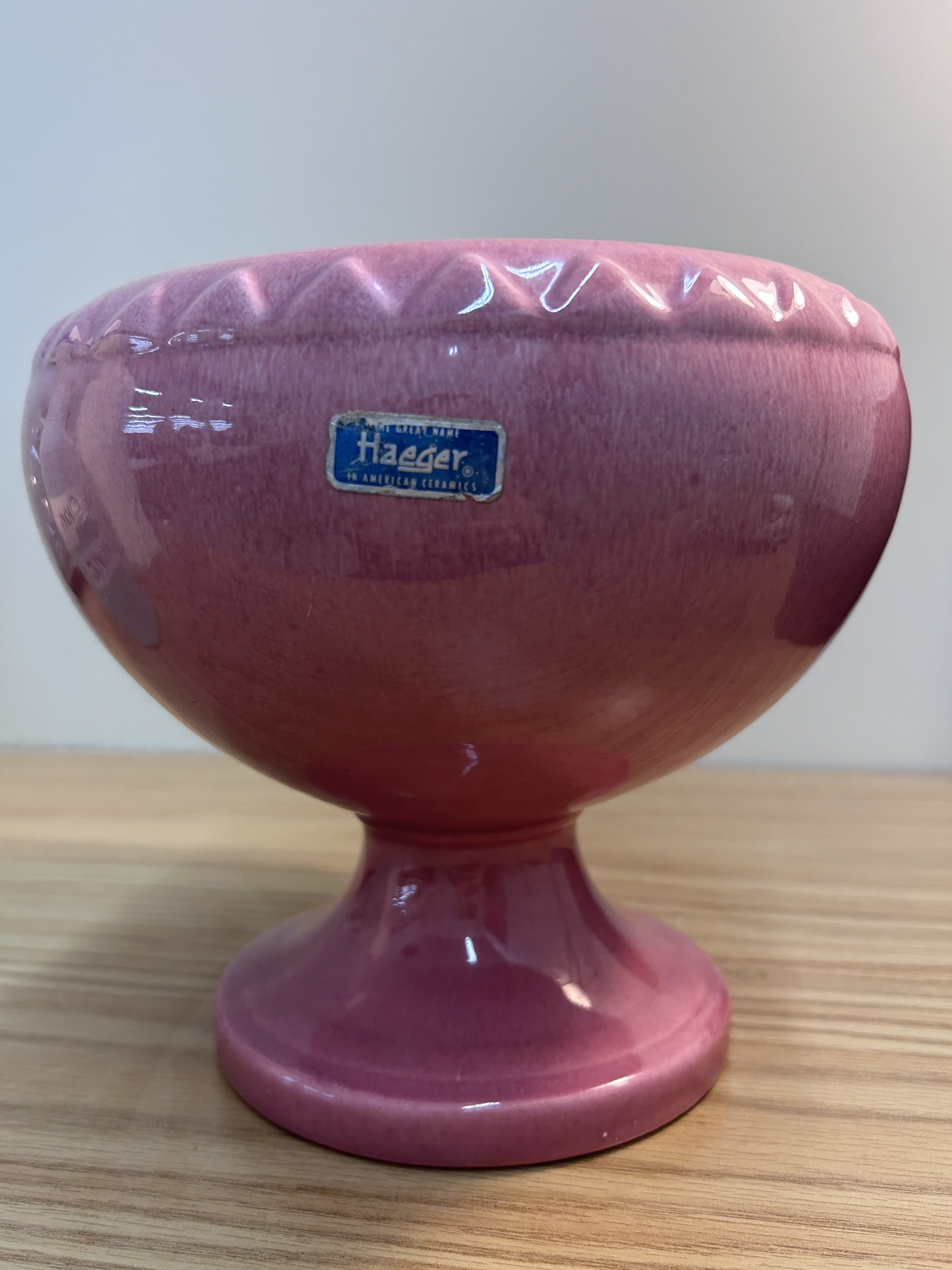 Vintage Haeger USA Pink Ceramic Pedestal Planter