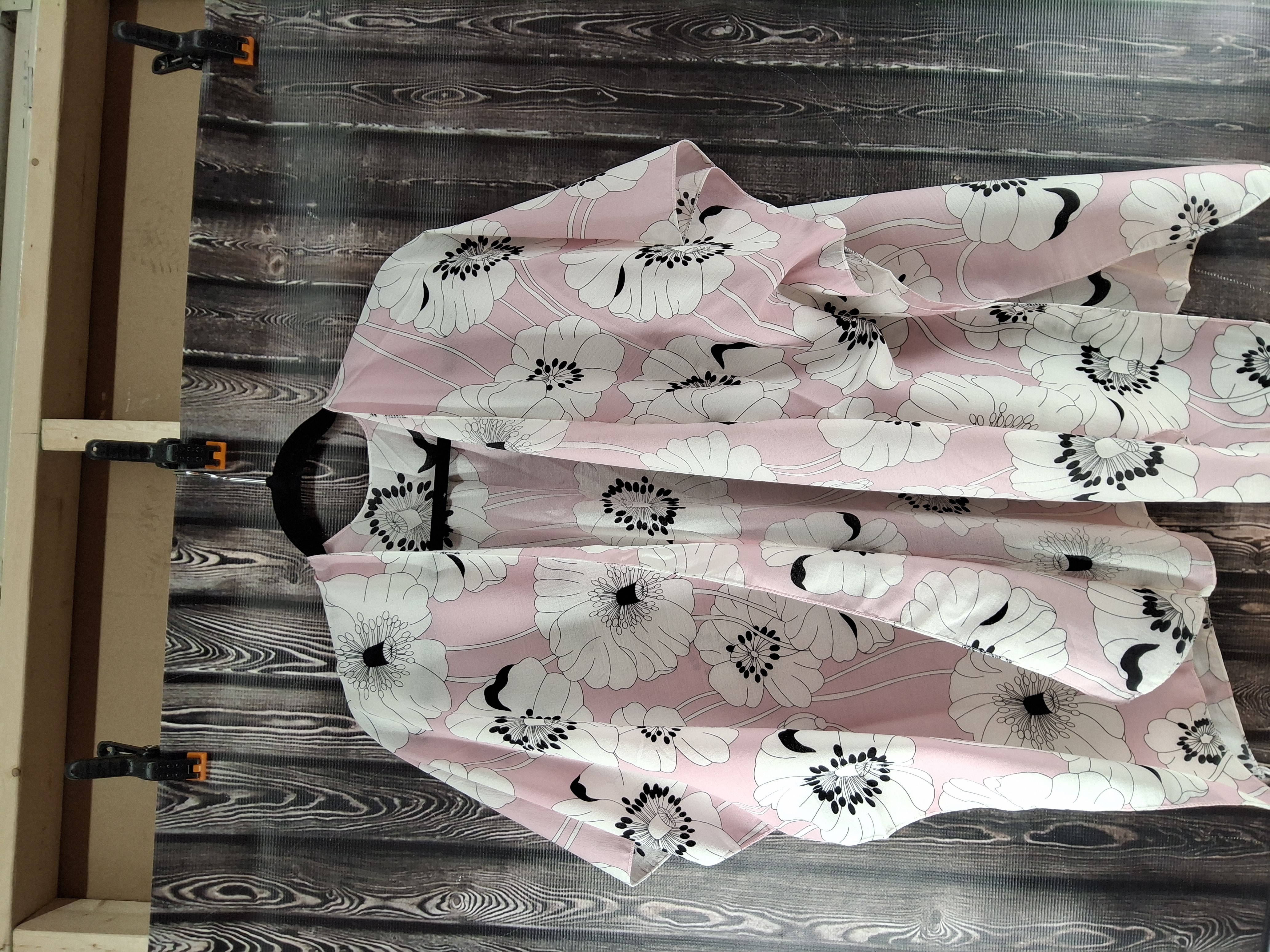 Pink & White Floral Open Front Kimono Cardigan Cover-Up NWOT