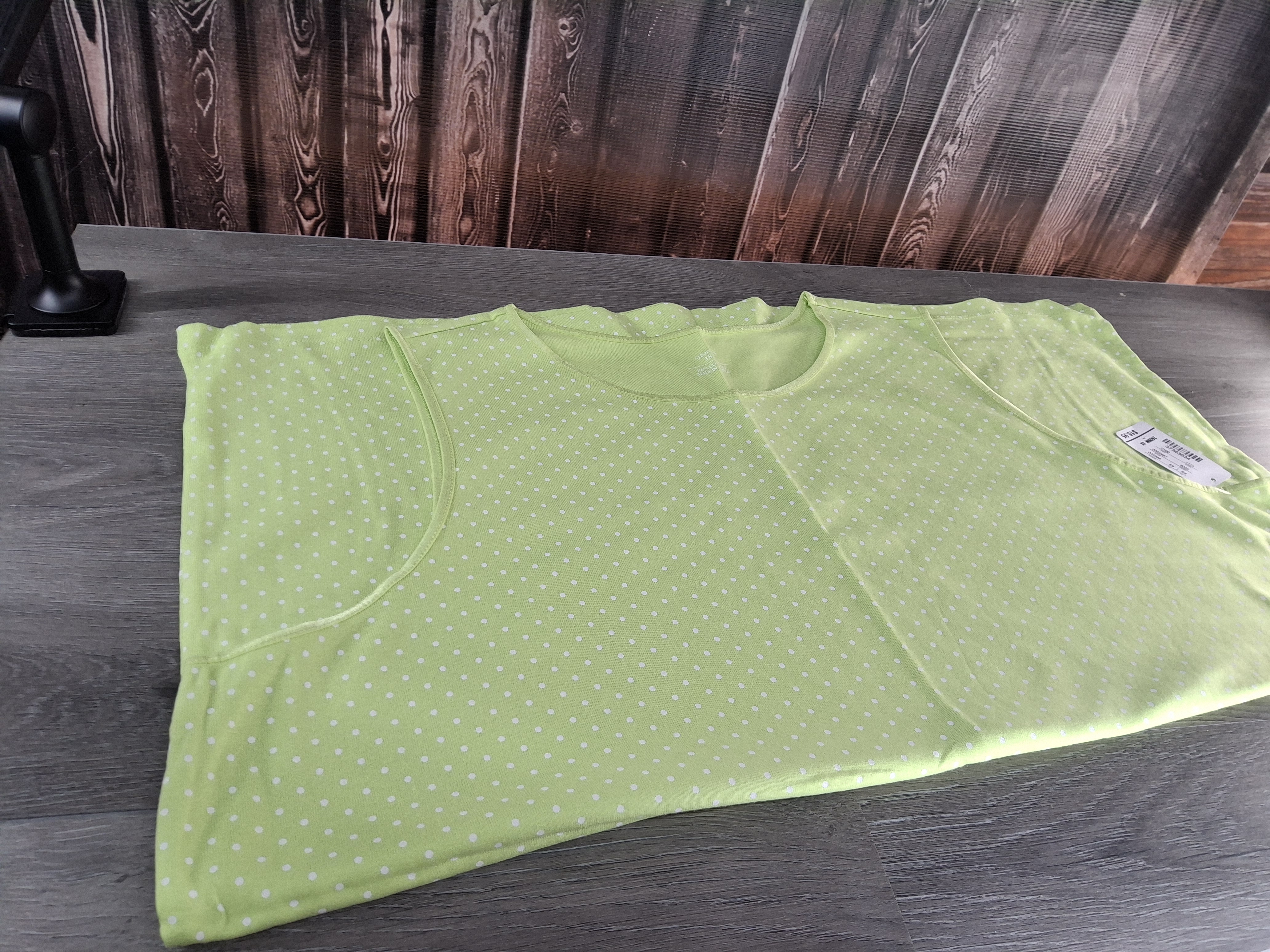 Plus Size 3X Lime Green White Polka Dot 100% Cotton Tank Top NWT