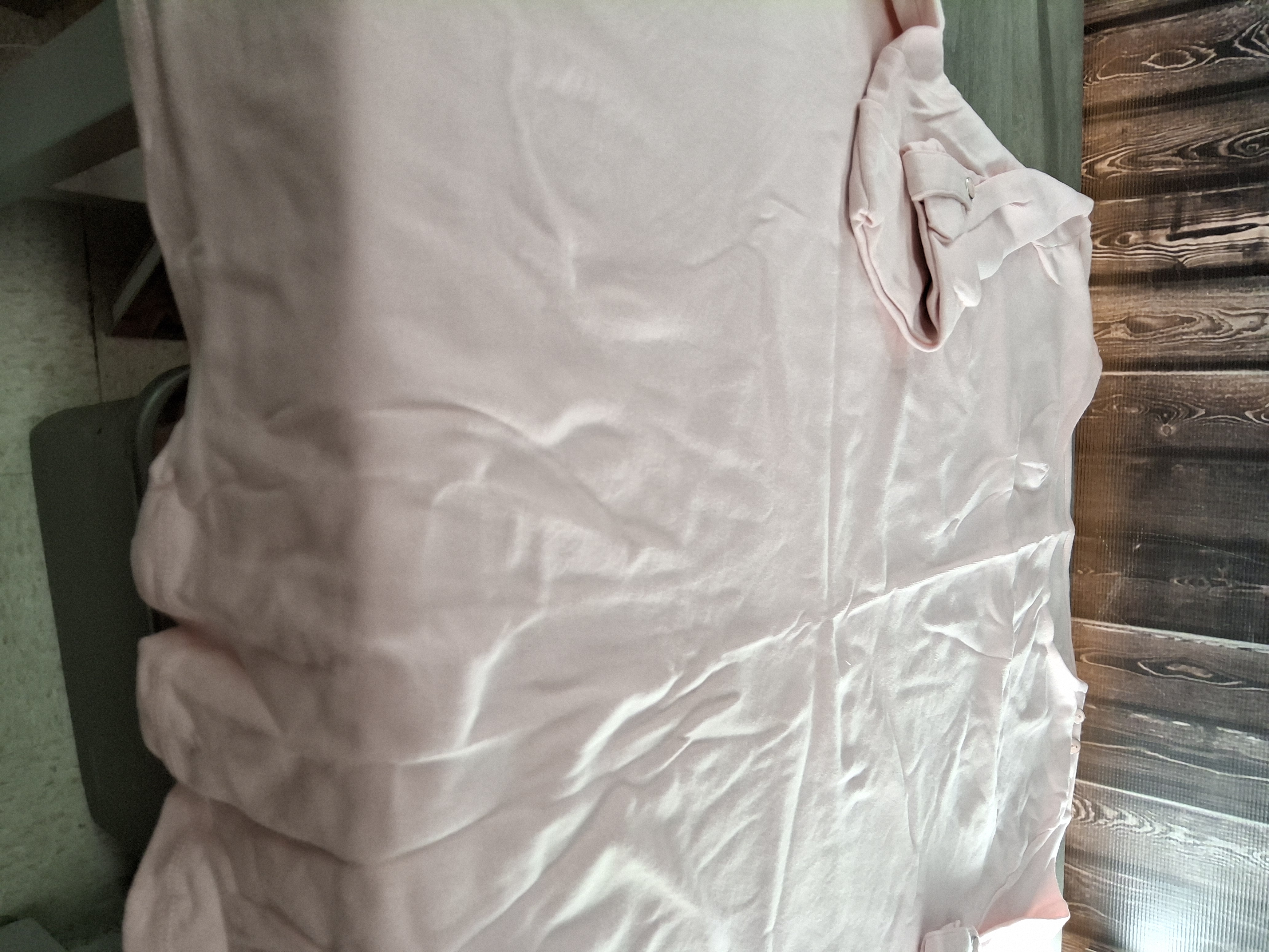 CJ Banks Plus Size 3X Light Pink Button Trim Short Sleeve Cotton Top NWT